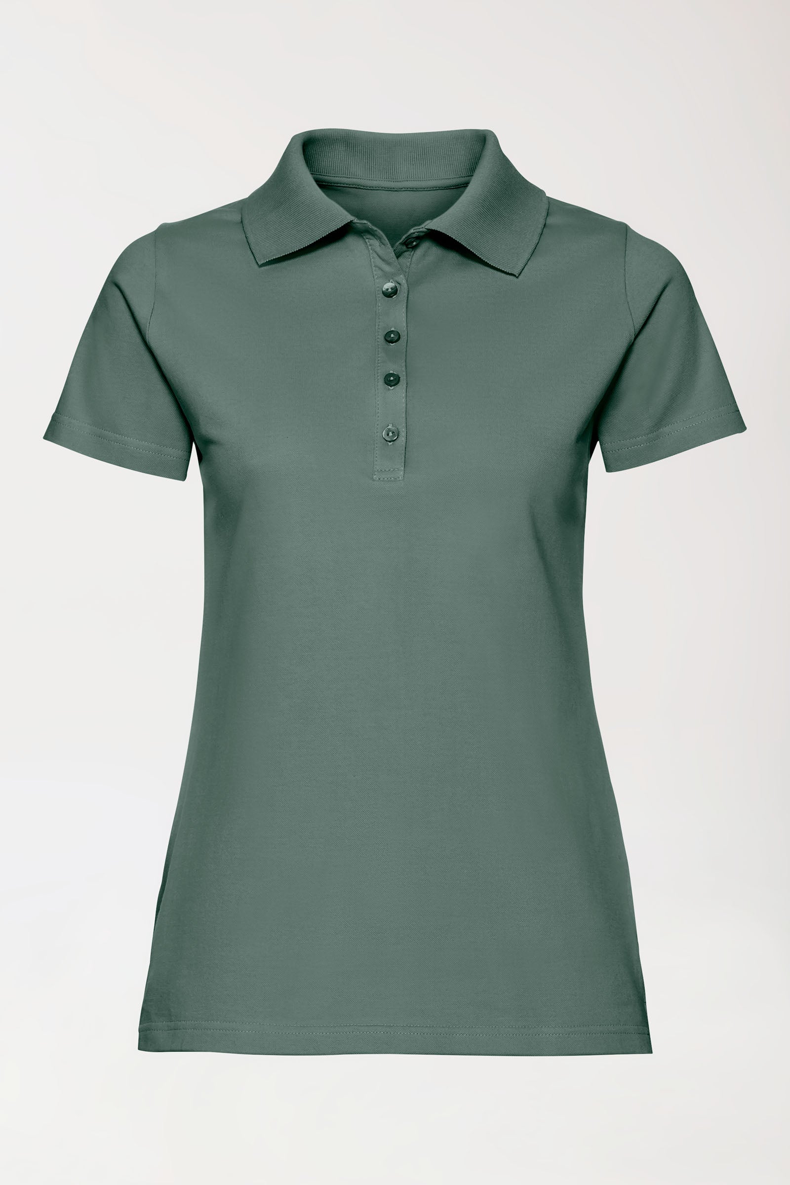 T-shirt Stretch Femme - Col polo vert foncé, Vue de face