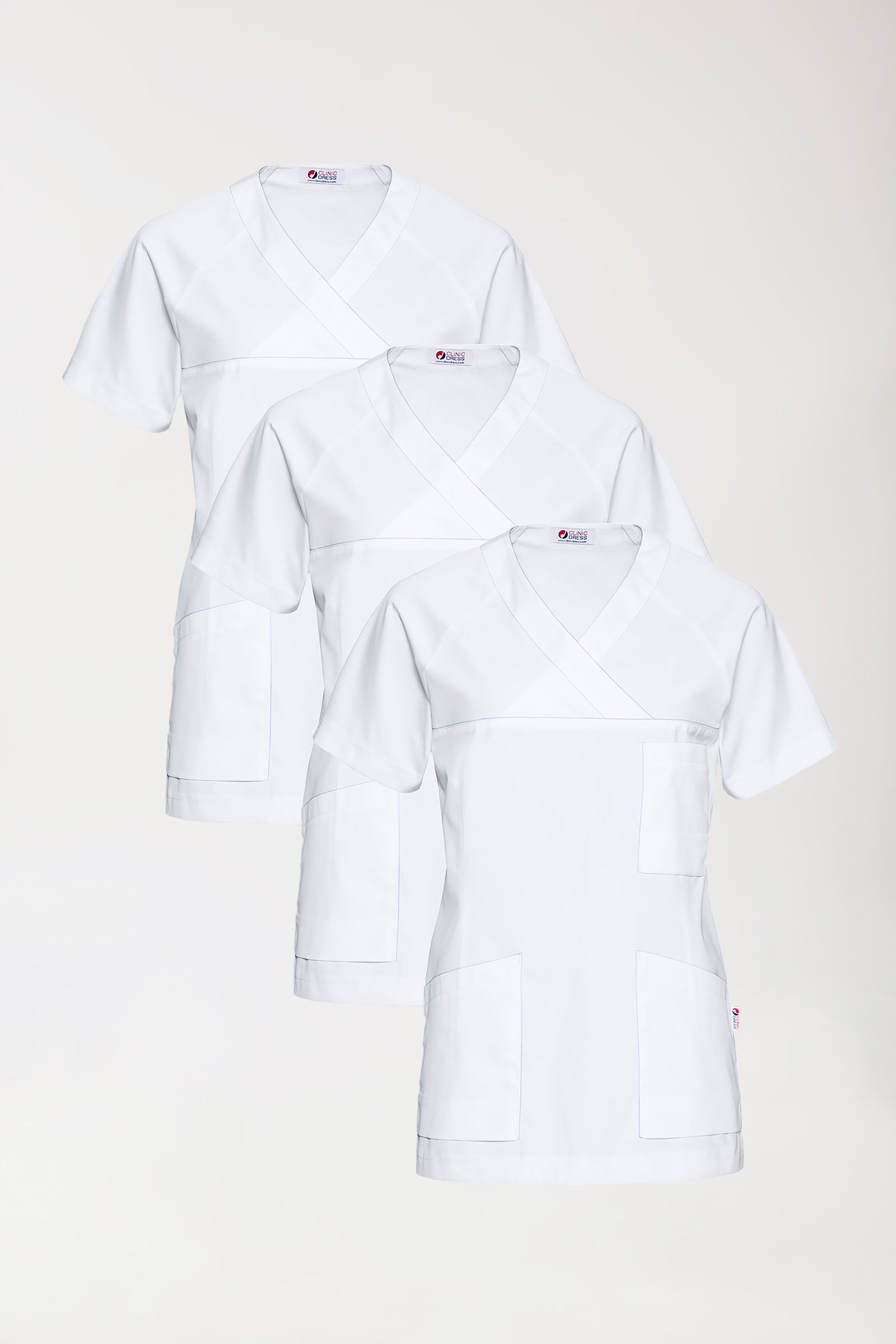 CORE Tunique Femme - Lot de 3 - Décolleté V blanc, Vue de face