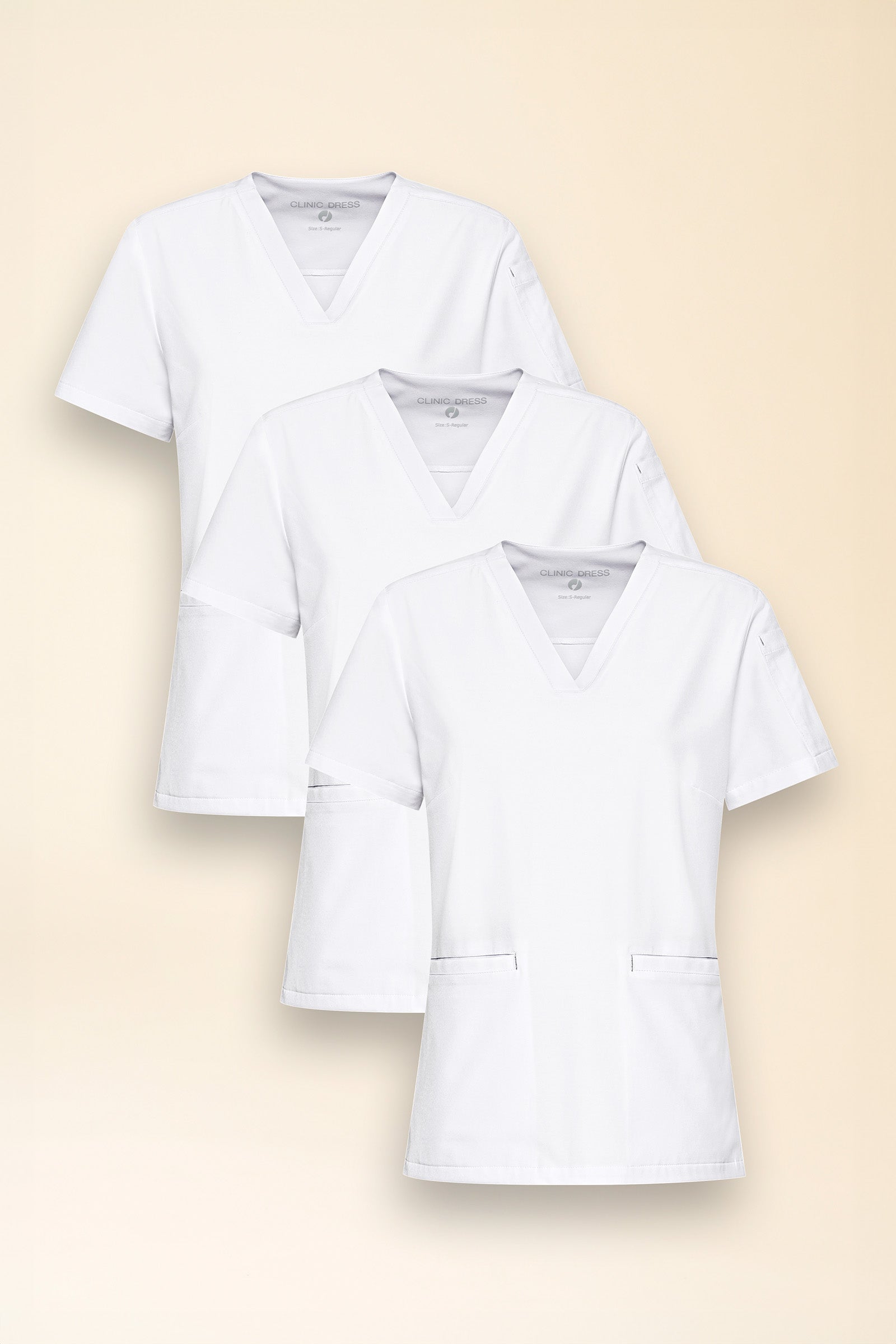 KAERE Tunique Femme - Lot de 3 - Décolleté V blanc