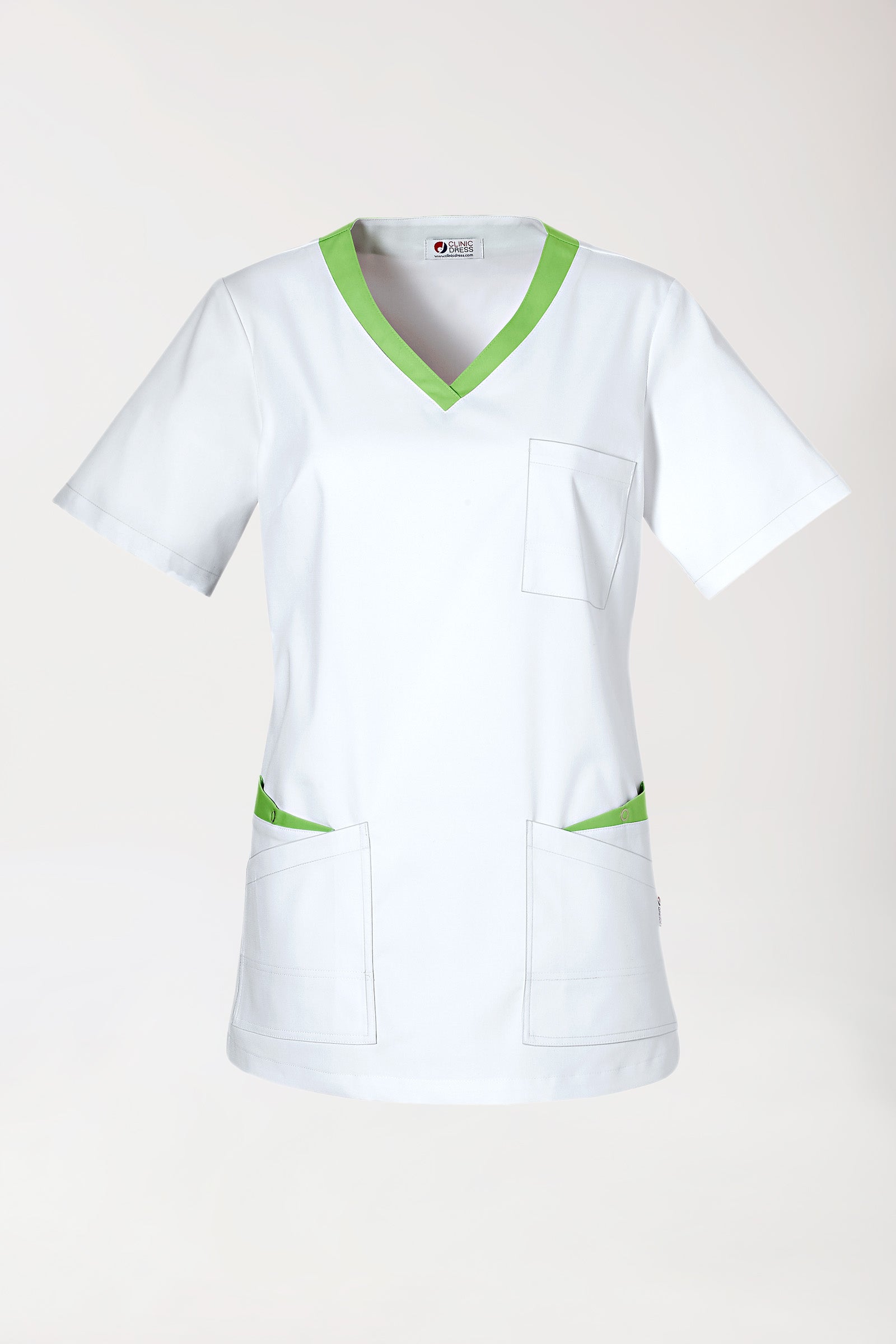 CLINIC STRETCH Tunique Femme - Manche courte blanc/vert pomme
