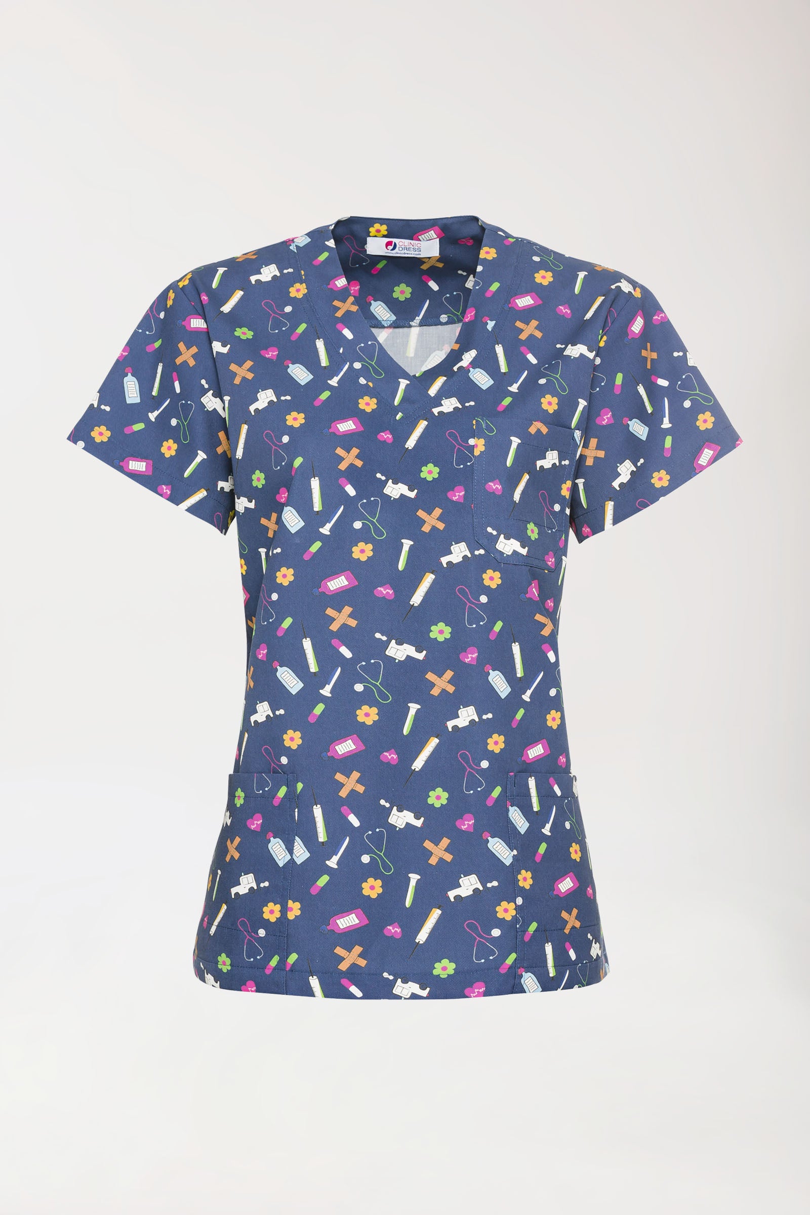 Tunique Femme légère - Imprimée en allover bleu navy/multicolore