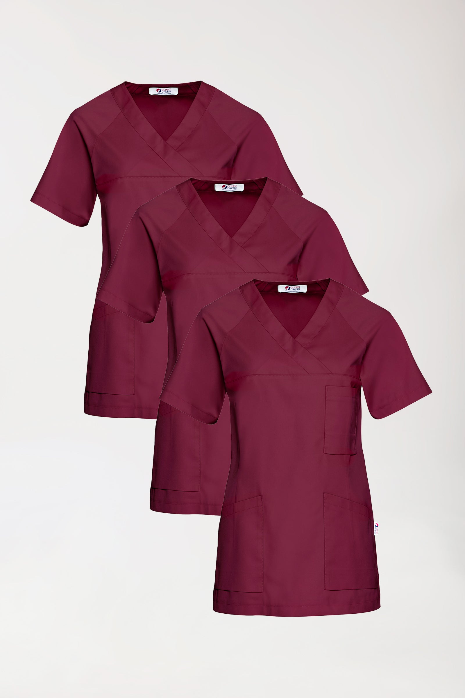 CORE Tunique Femme - Lot de 3 - Décolleté V bordeaux