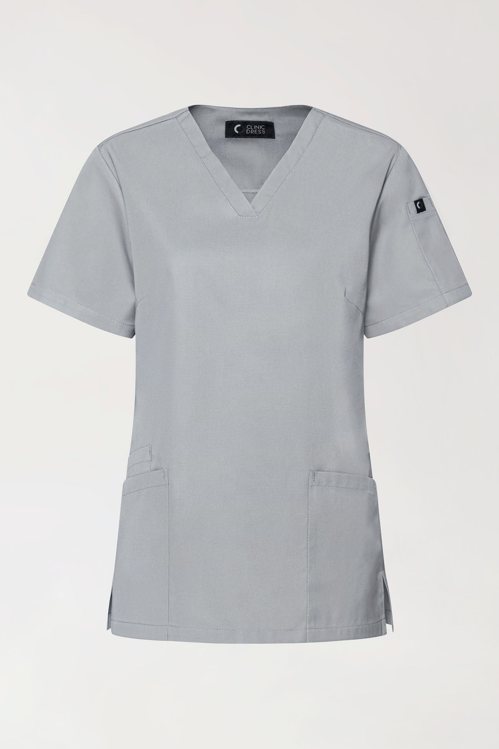 GREEN Tunique Stretch Femme - Décolleté V gris perle