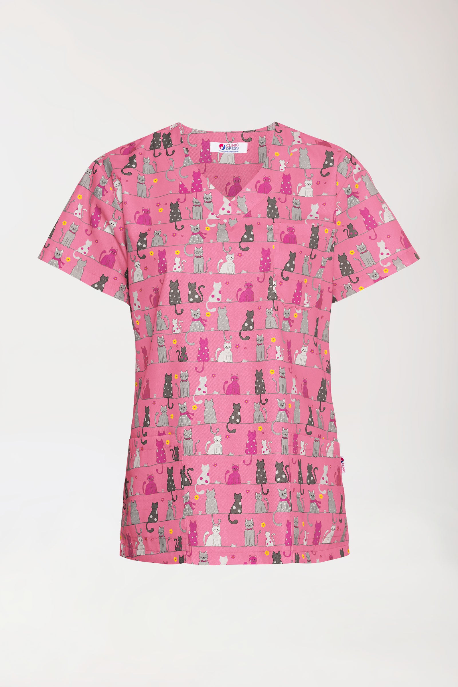 Tunique Femme légère - Imprimée en allover rose bonbon/gris
