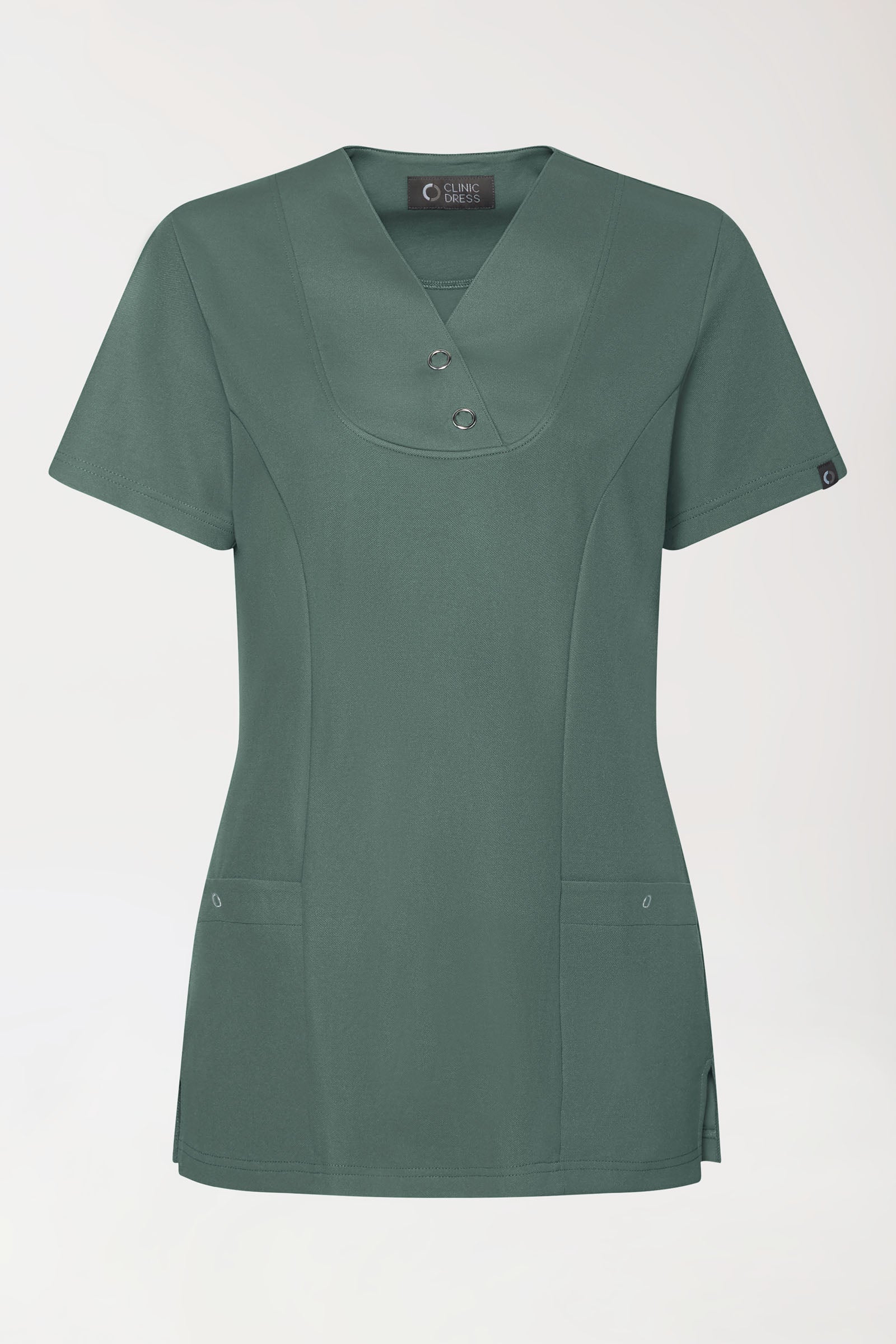 COMFY FLEX Tunique Stretch Femme - Boutons-pression vert foncé