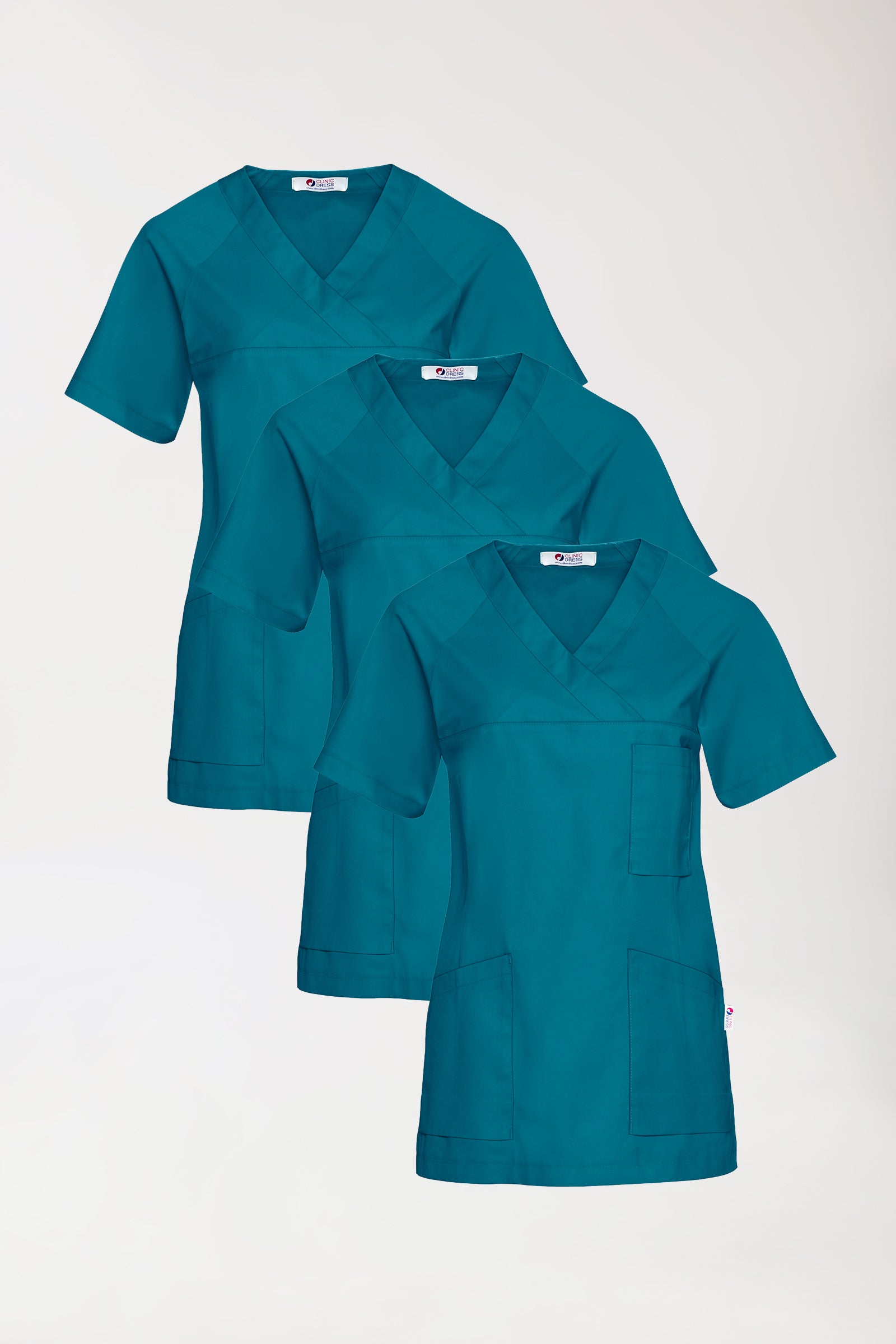 CORE Tunique Femme - Lot de 3 - Décolleté V vert pétrole, Vue de face