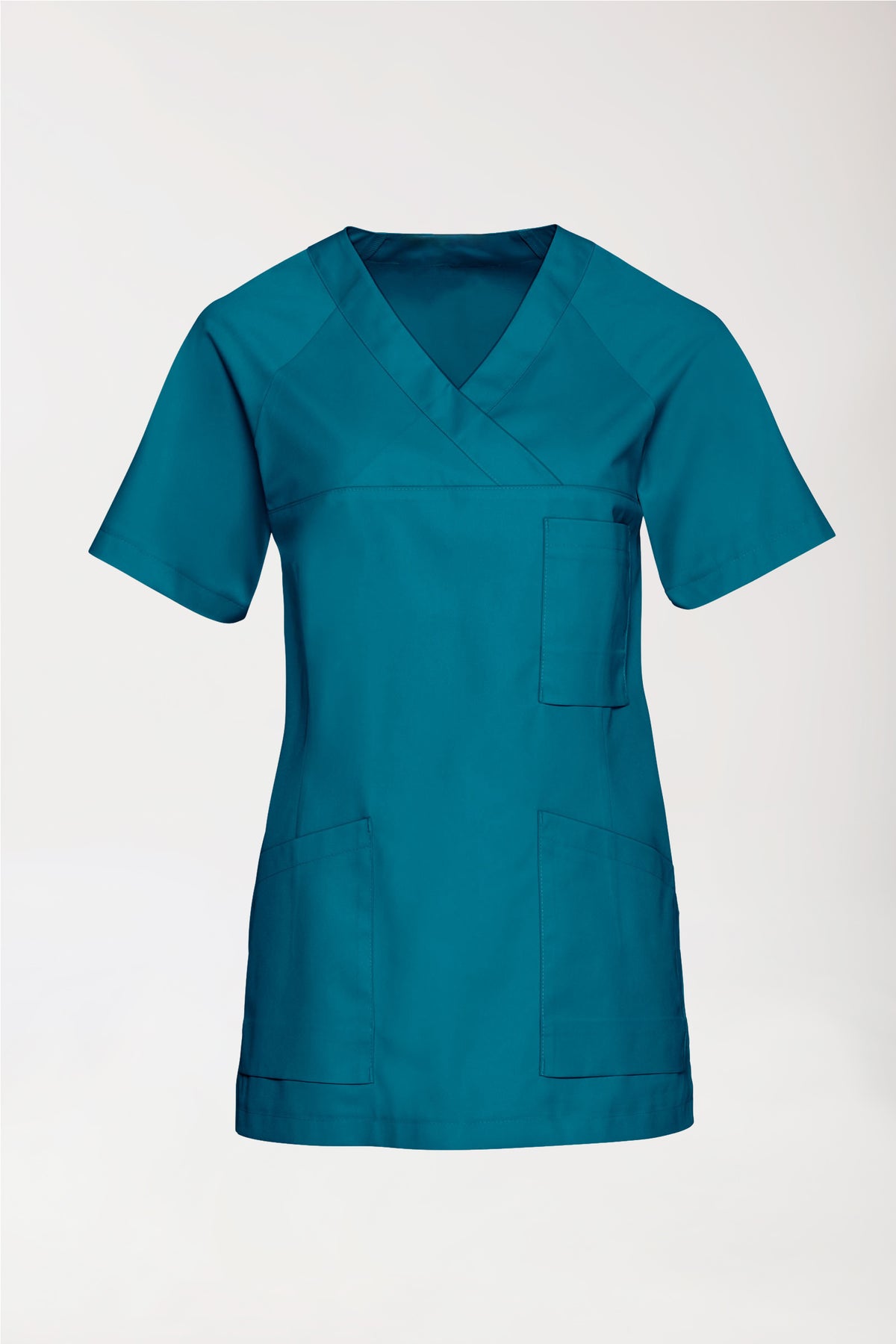 LA tunique médicale femme - Décolleté V pétrole, Vue de face