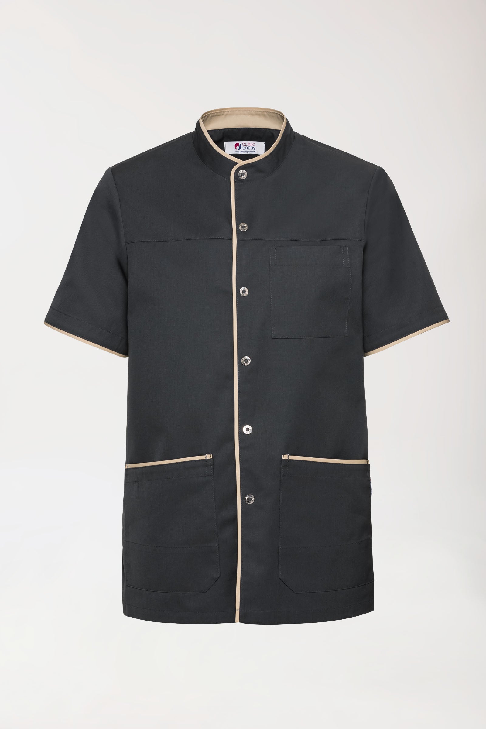 Blouse Beauté Homme - Boutonnée anthracite/biscuit