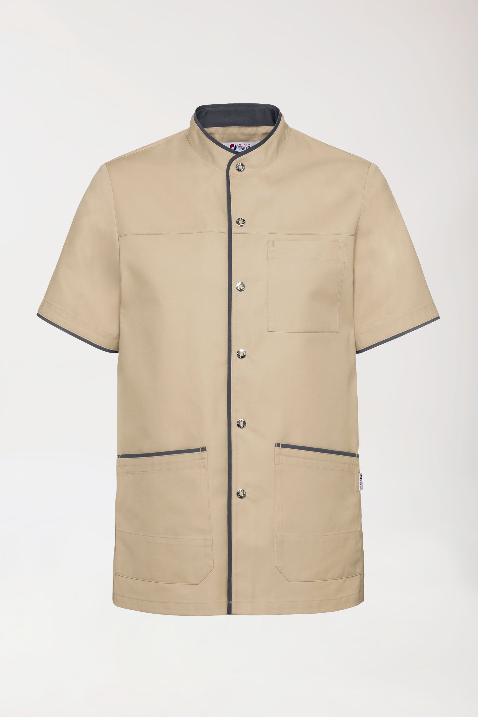Blouse Beauté Homme - Boutonnée biscuit/anthracite