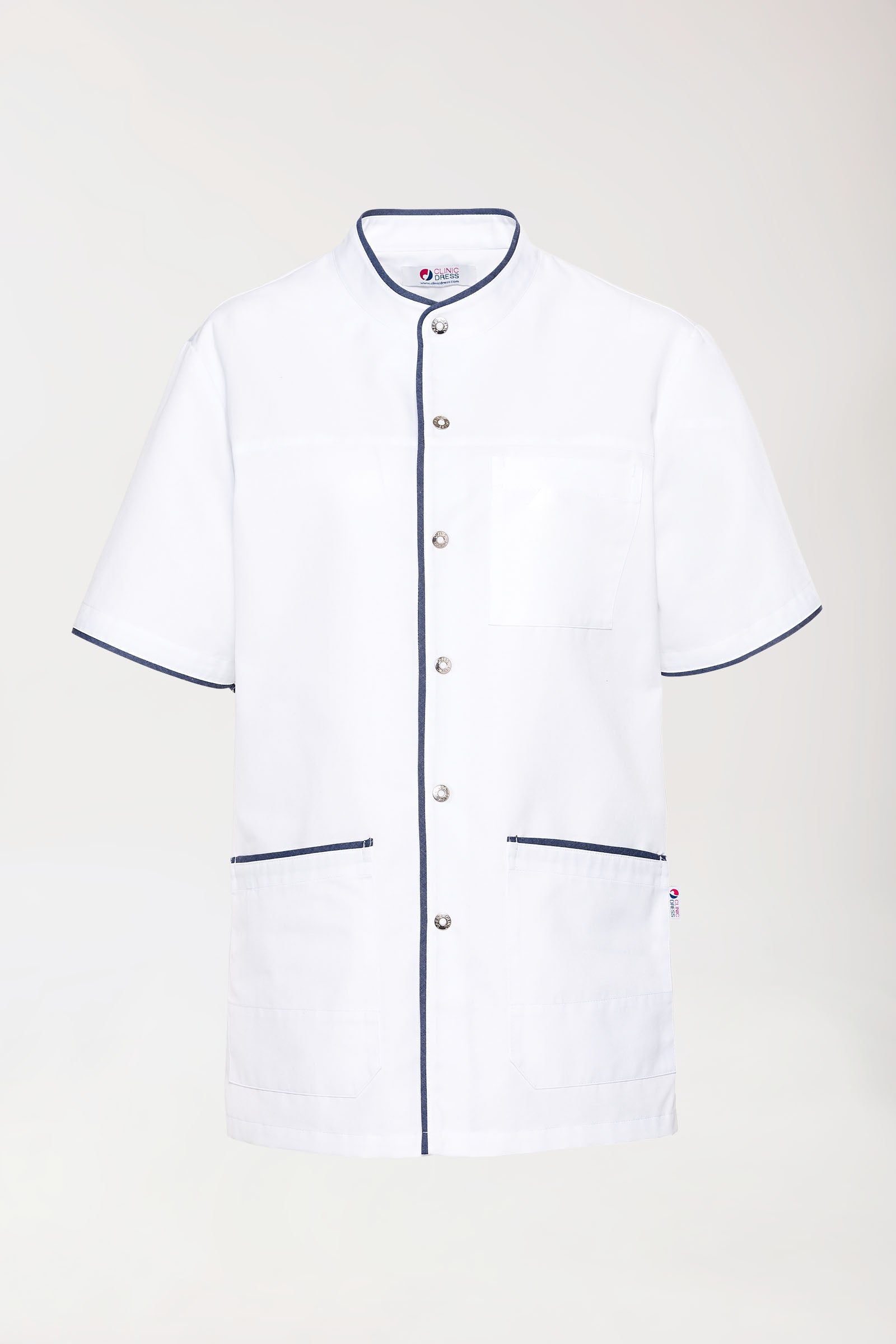 Blouse Beauté Homme - Boutonnée blanc/bleu jean