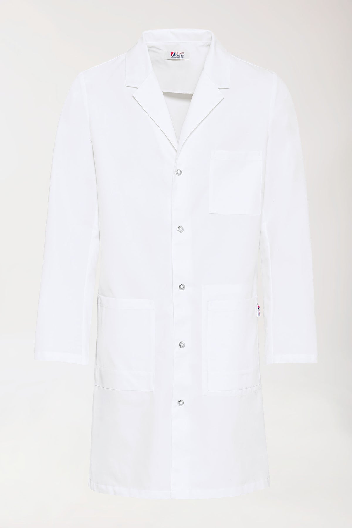 Blouse blanche Homme - Col à revers - Patte de boutons-pression blanc