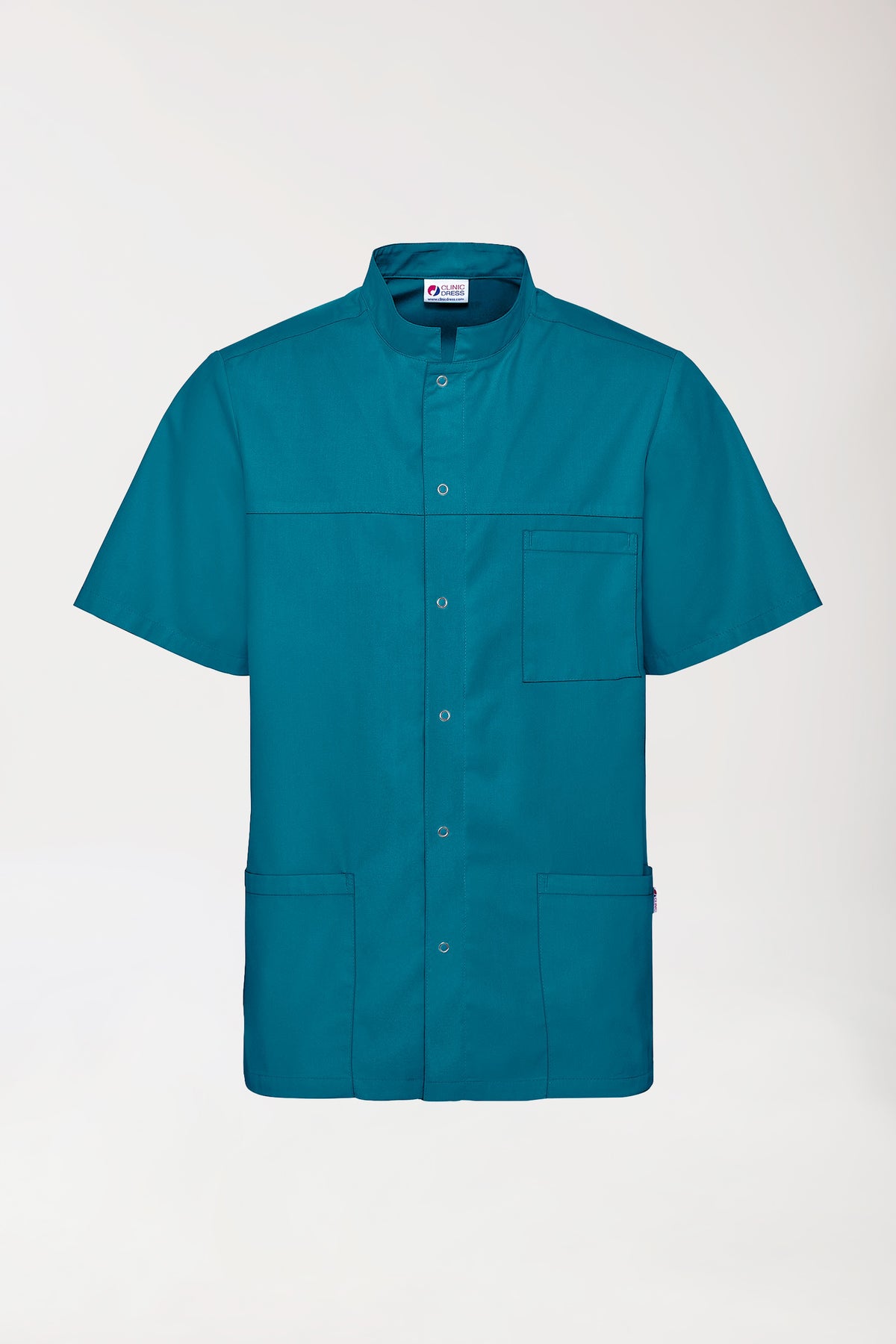 Blouse Stretch Homme - boutonnée vert pétrole, Vue de face