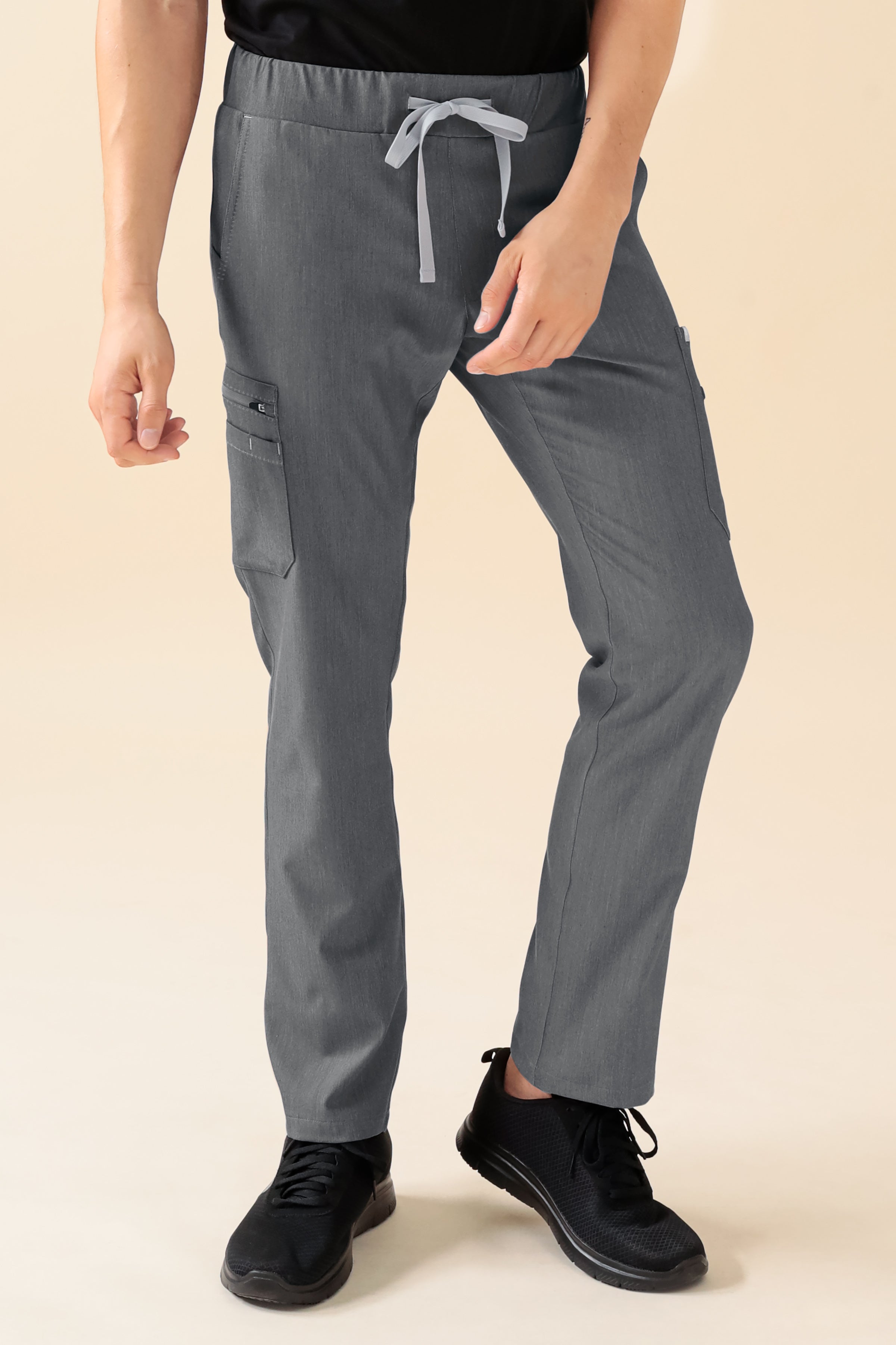 KAERE Pantalon Homme - avec poches cargo gris chiné, Vue de face