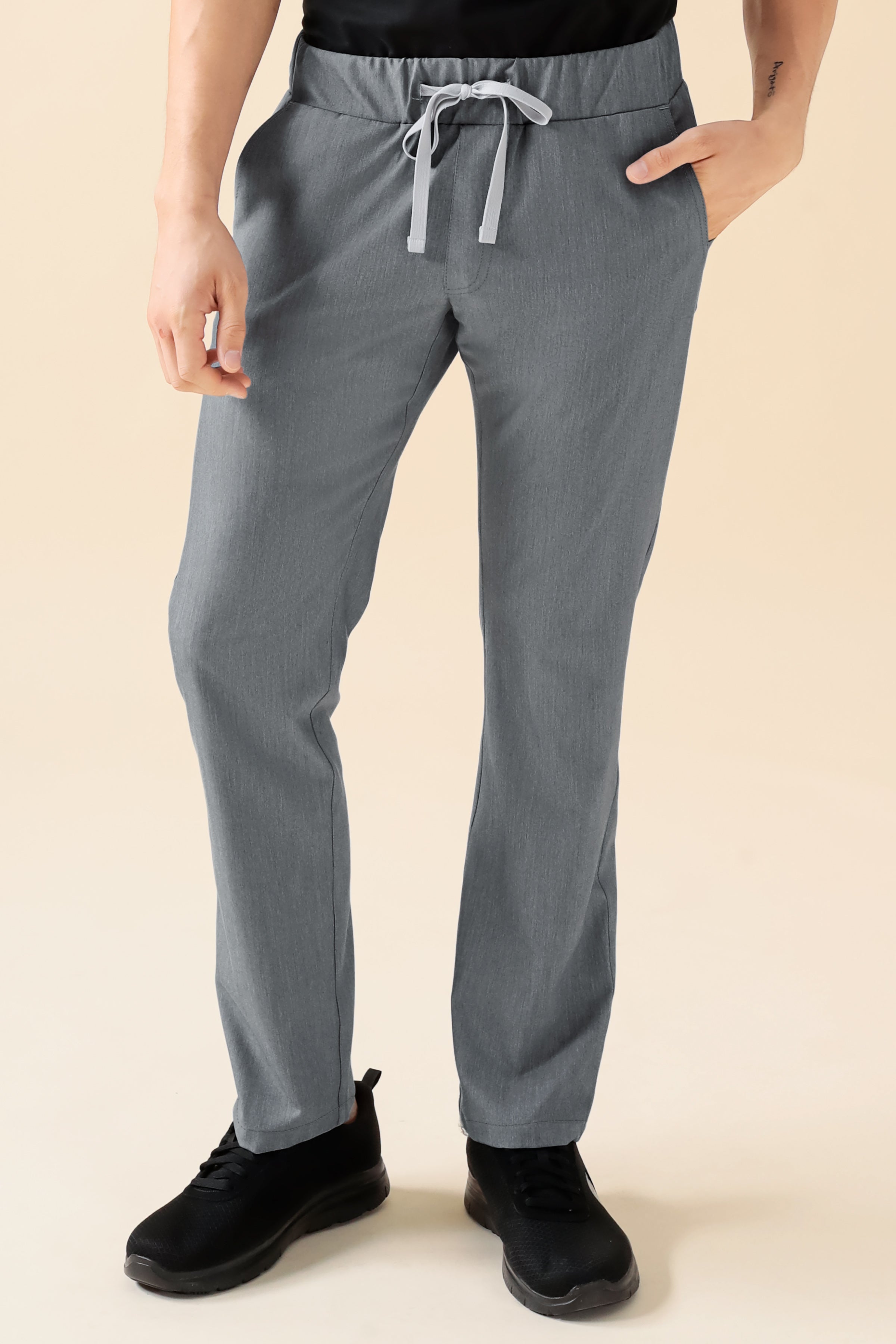 KAERE Pantalon Homme - sans poche cargo gris chiné