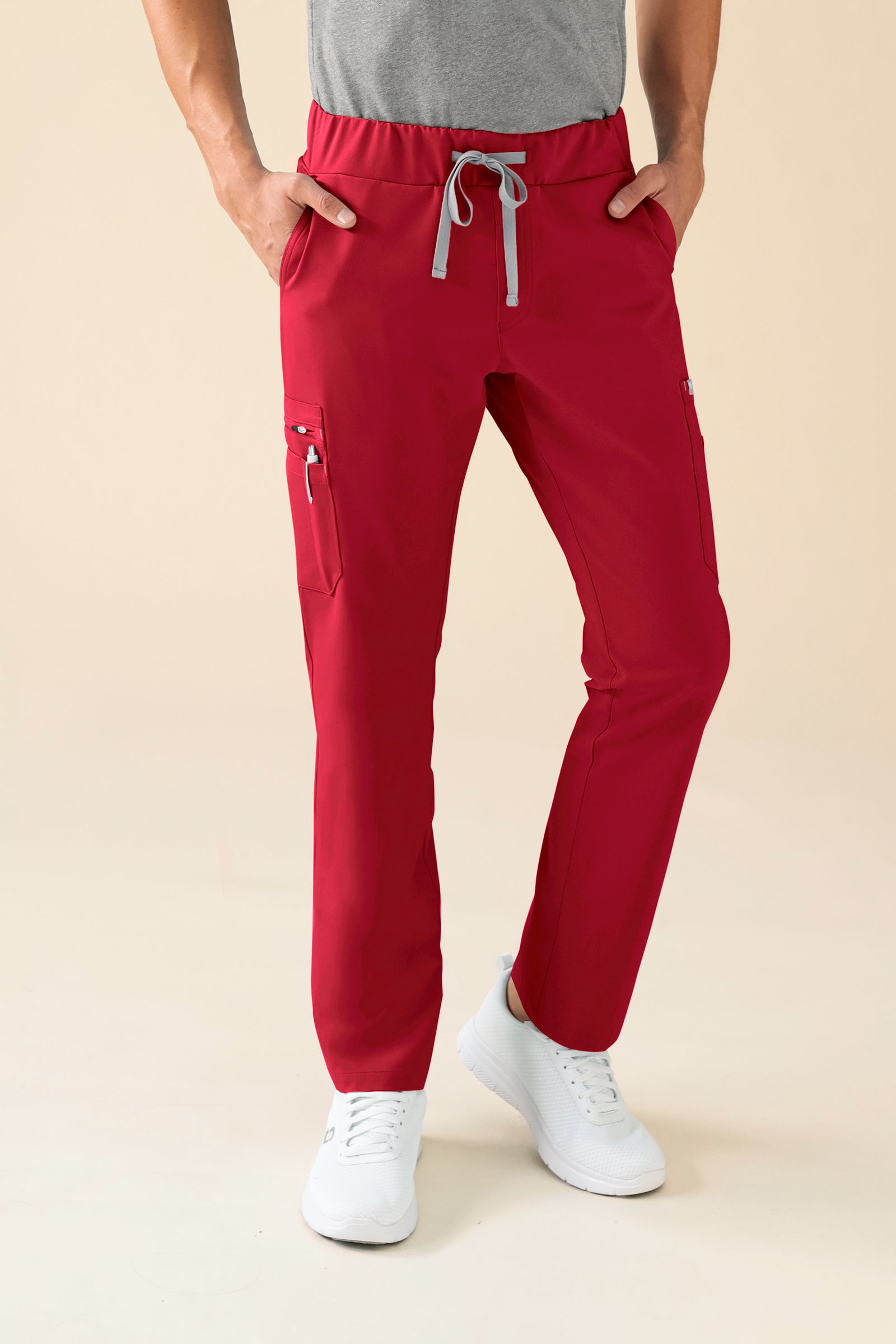 KAERE Pantalon Homme - avec poches cargo rouge