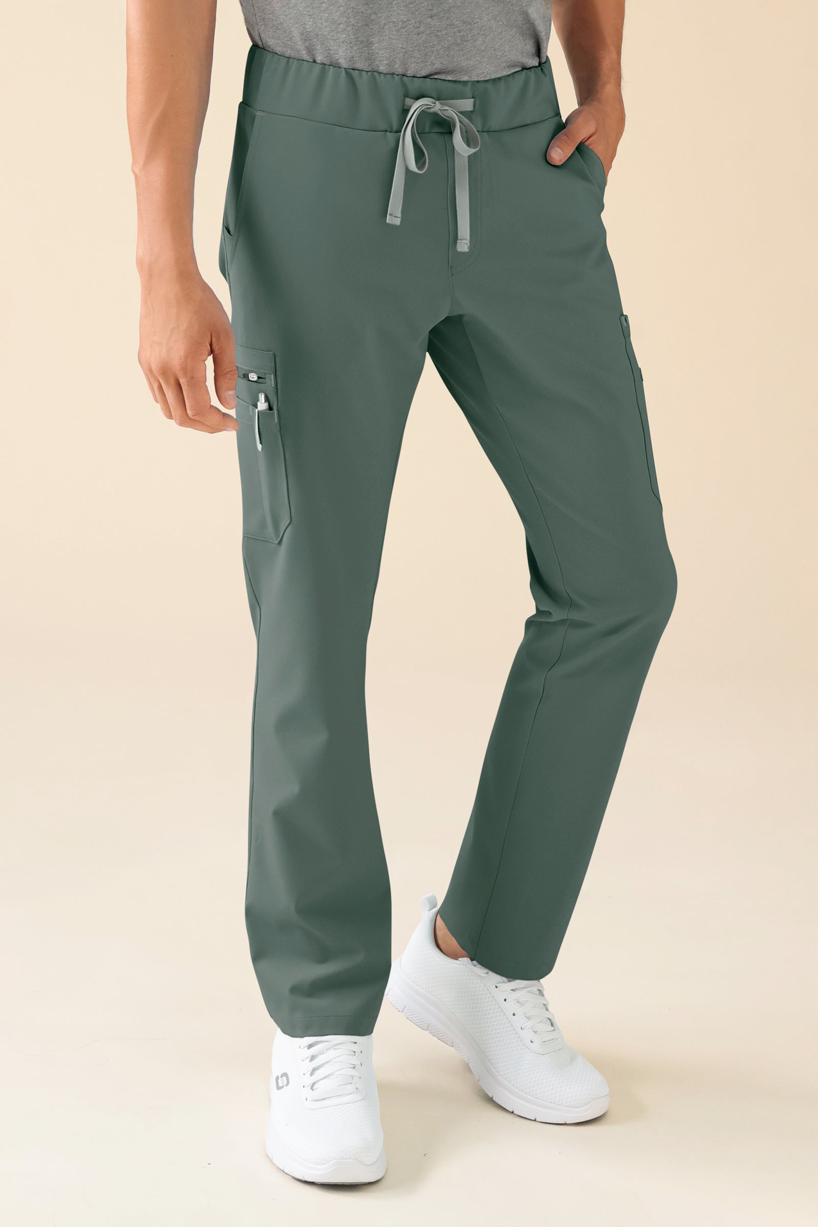 KAERE Pantalon Homme - avec poches cargo vert foncé