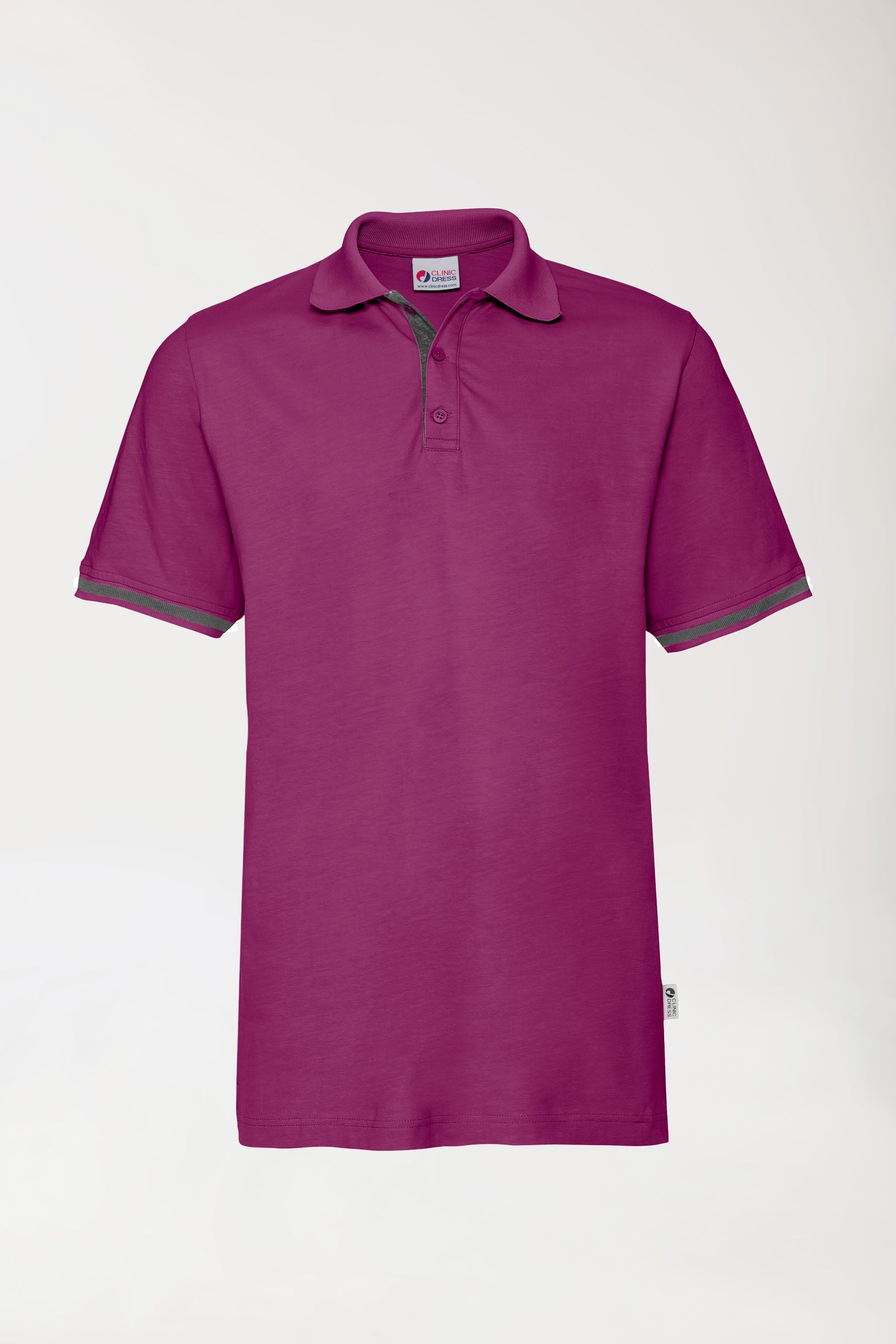 T-shirt Stretch Homme - Col polo berry/gris chiné foncé