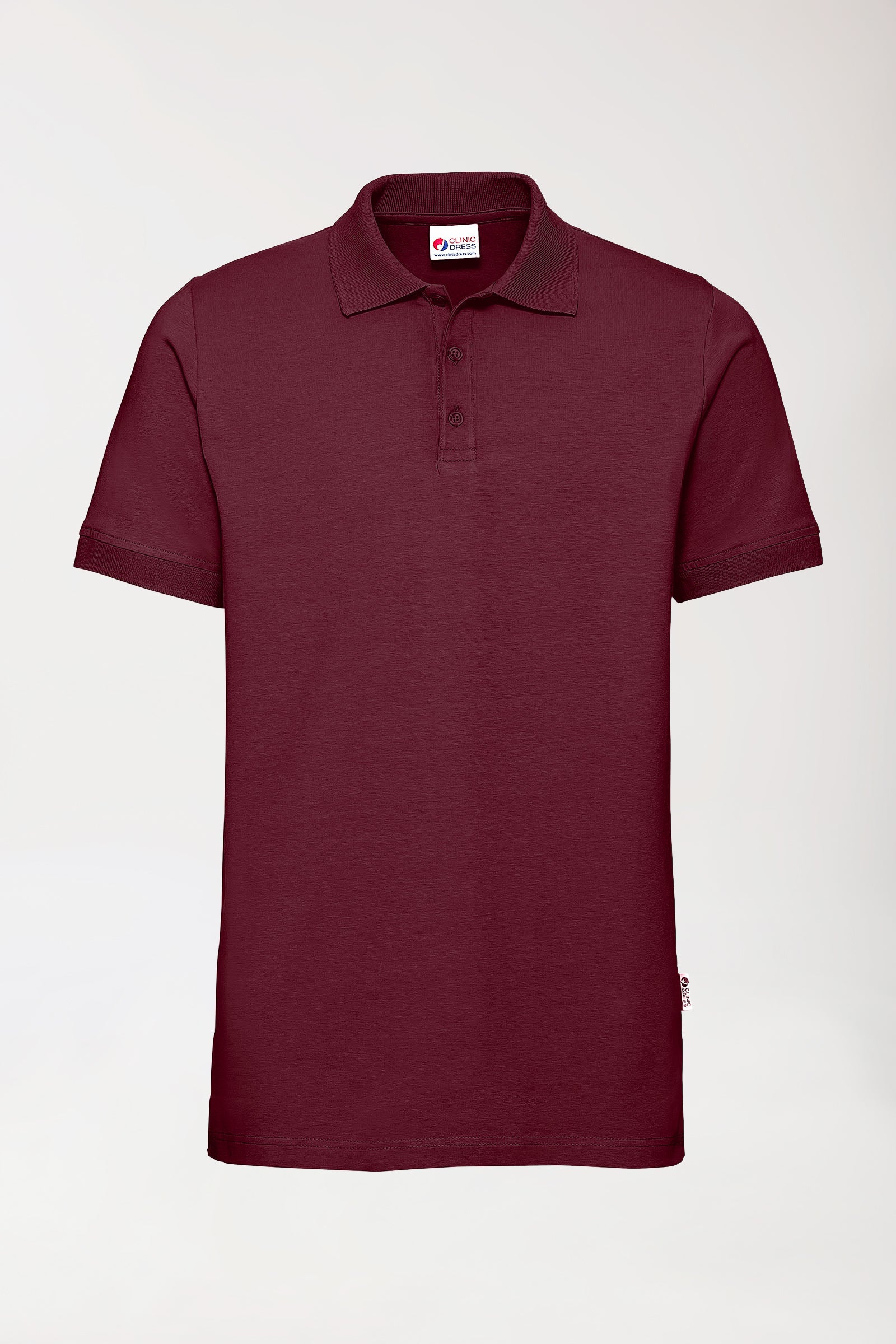 T-shirt Stretch Homme - Col polo - Boutonné bordeaux, Vue de face