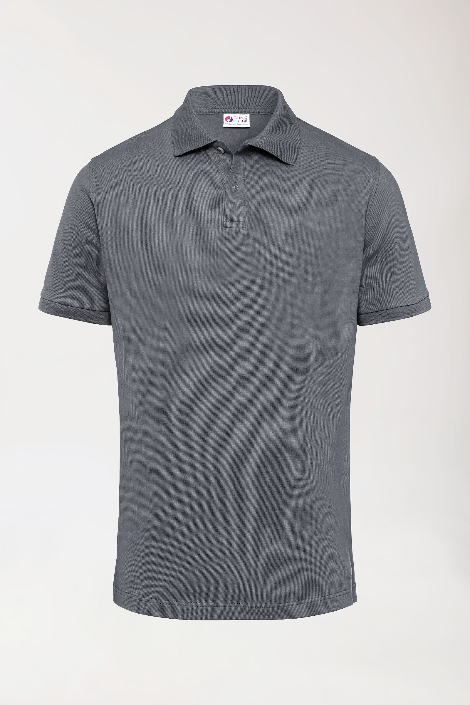 T-shirt Stretch Homme - Col polo gris granit, Vue de face