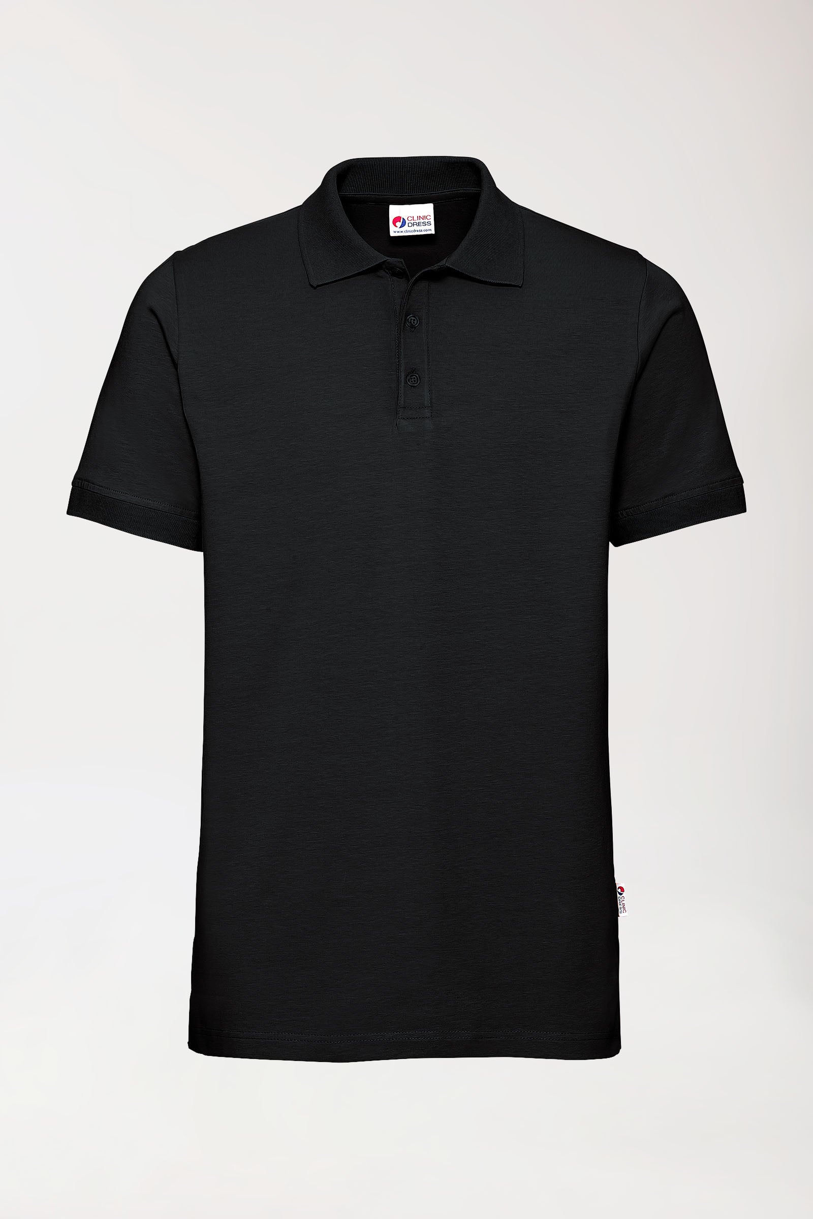 T-shirt Stretch Homme - Col polo - Boutonné noir, Vue de face