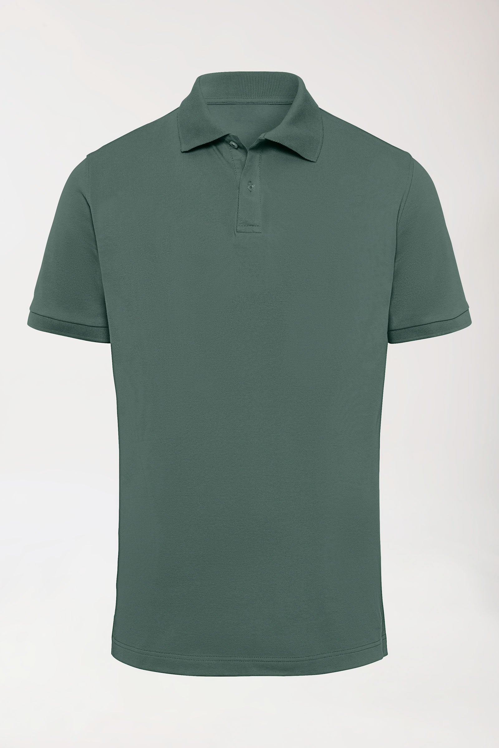 T-shirt Stretch Homme - Col polo vert foncé, Vue de face