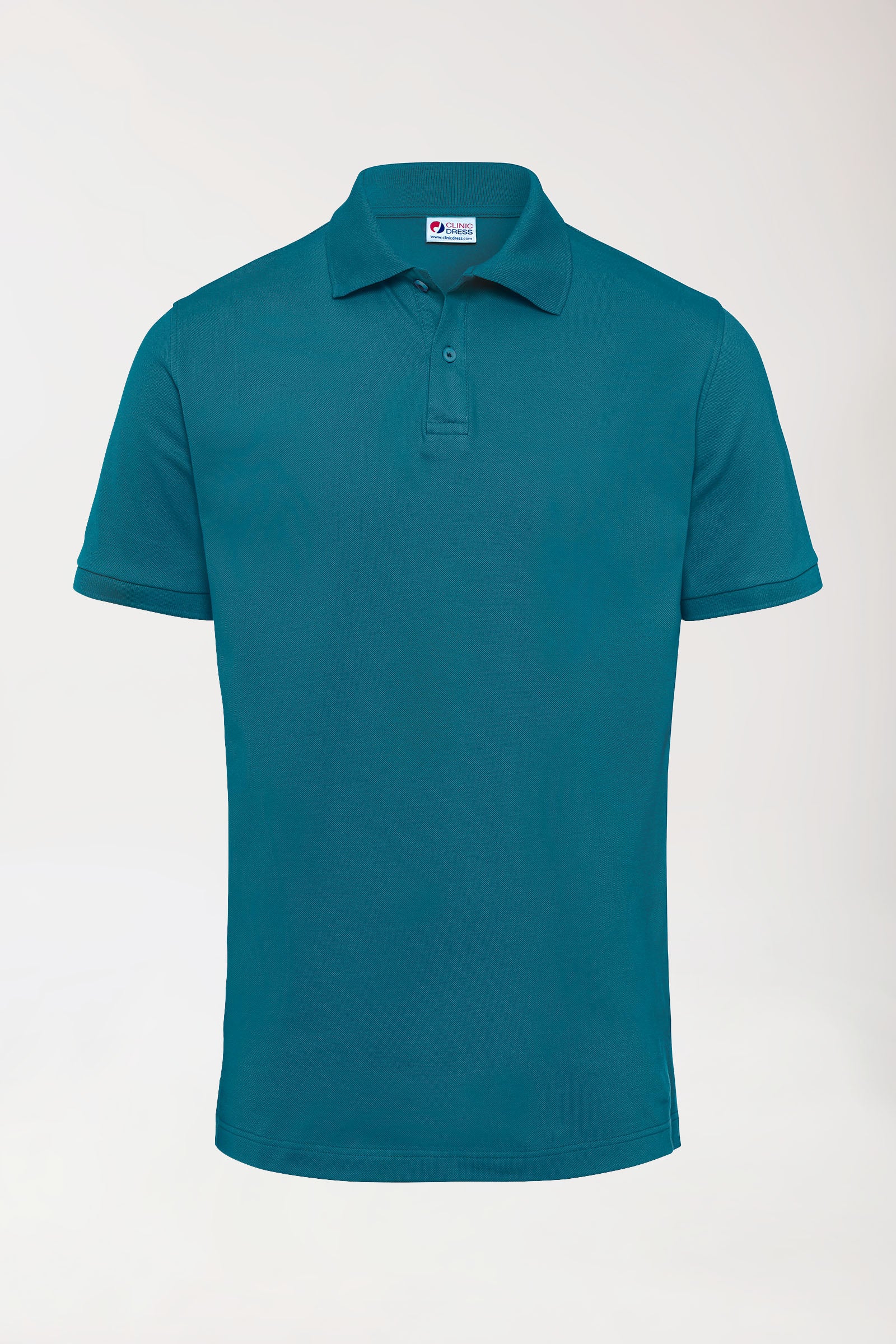 T-shirt Stretch Homme - Col polo vert pétrole, Vue de face