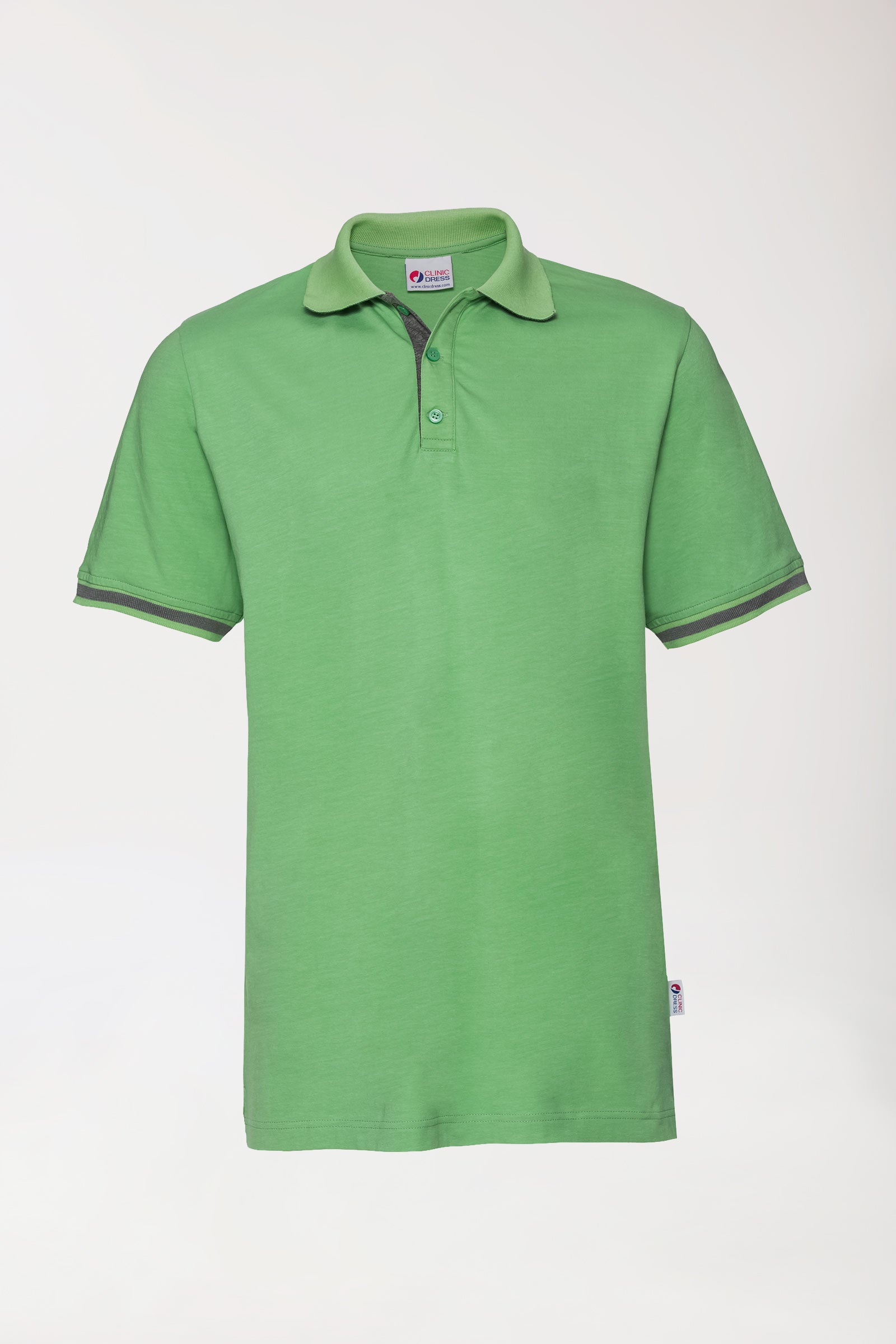 T-shirt Stretch Homme - Col polo vert pomme/gris chiné foncé