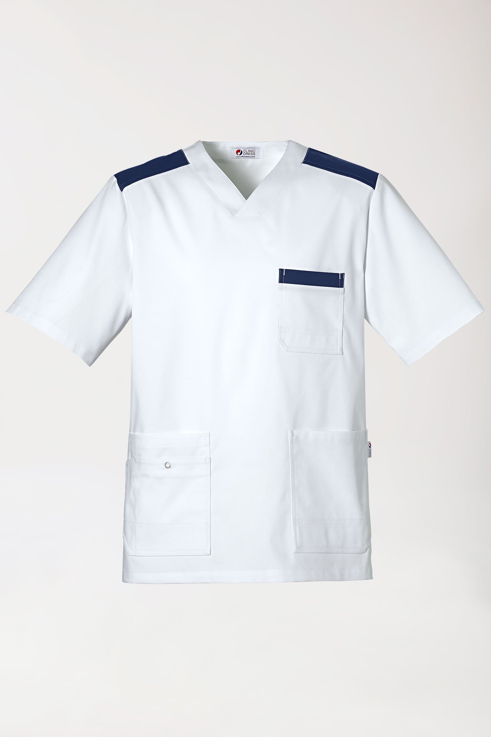 CLINIC STRETCH Tunique Homme blanc/bleu navy