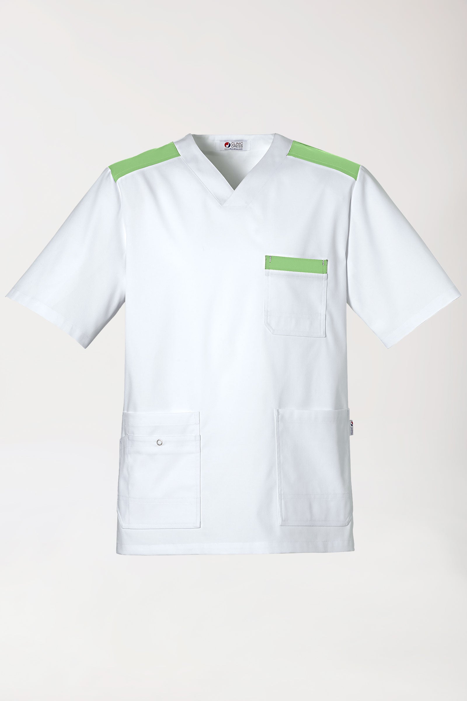 CLINIC STRETCH Tunique Homme blanc/vert pomme