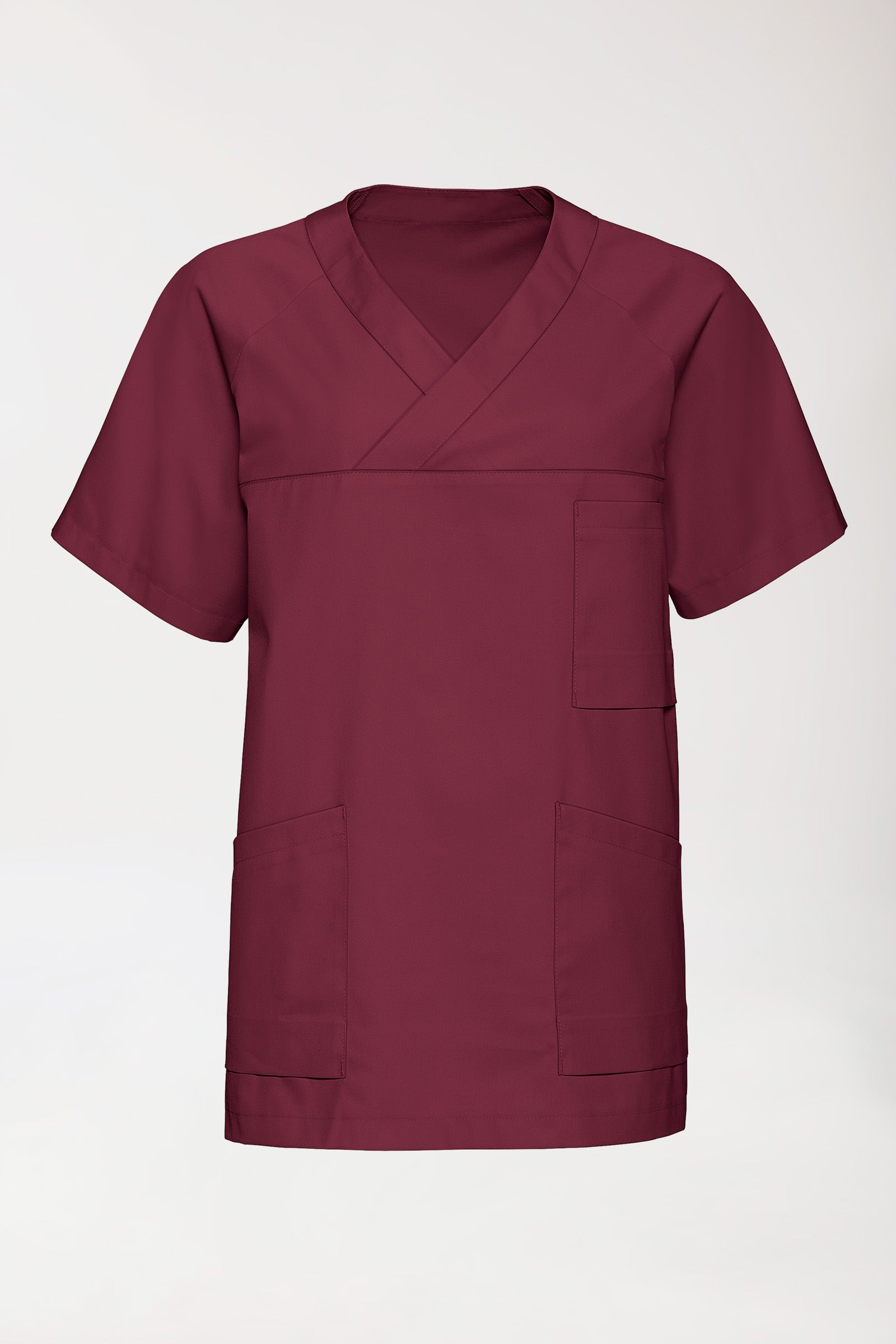 LA tunique médicale homme - Décolleté V bordeaux, Vue de face
