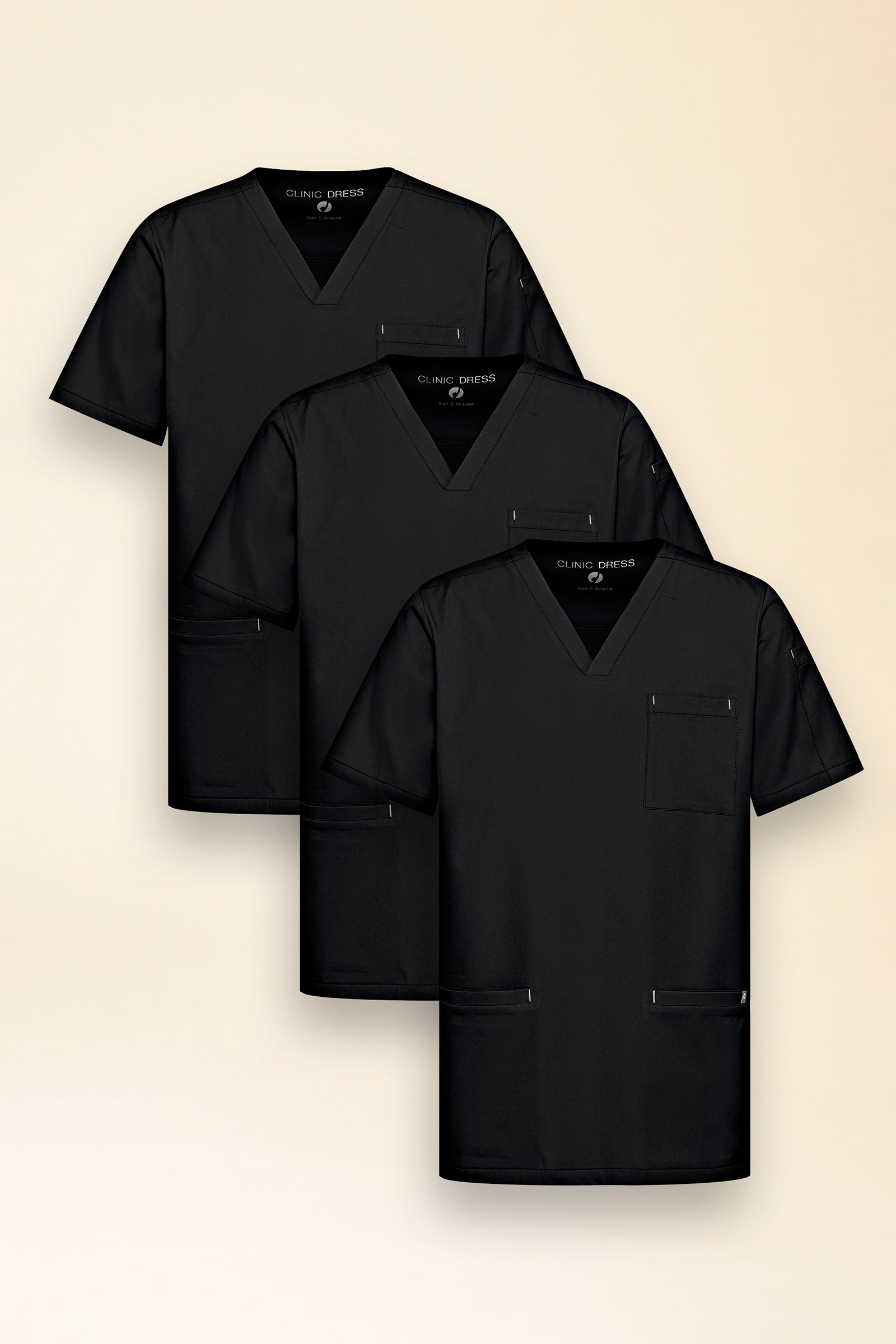 KAERE Tunique Homme - Lot de 3 - Col V noir, Vue de face