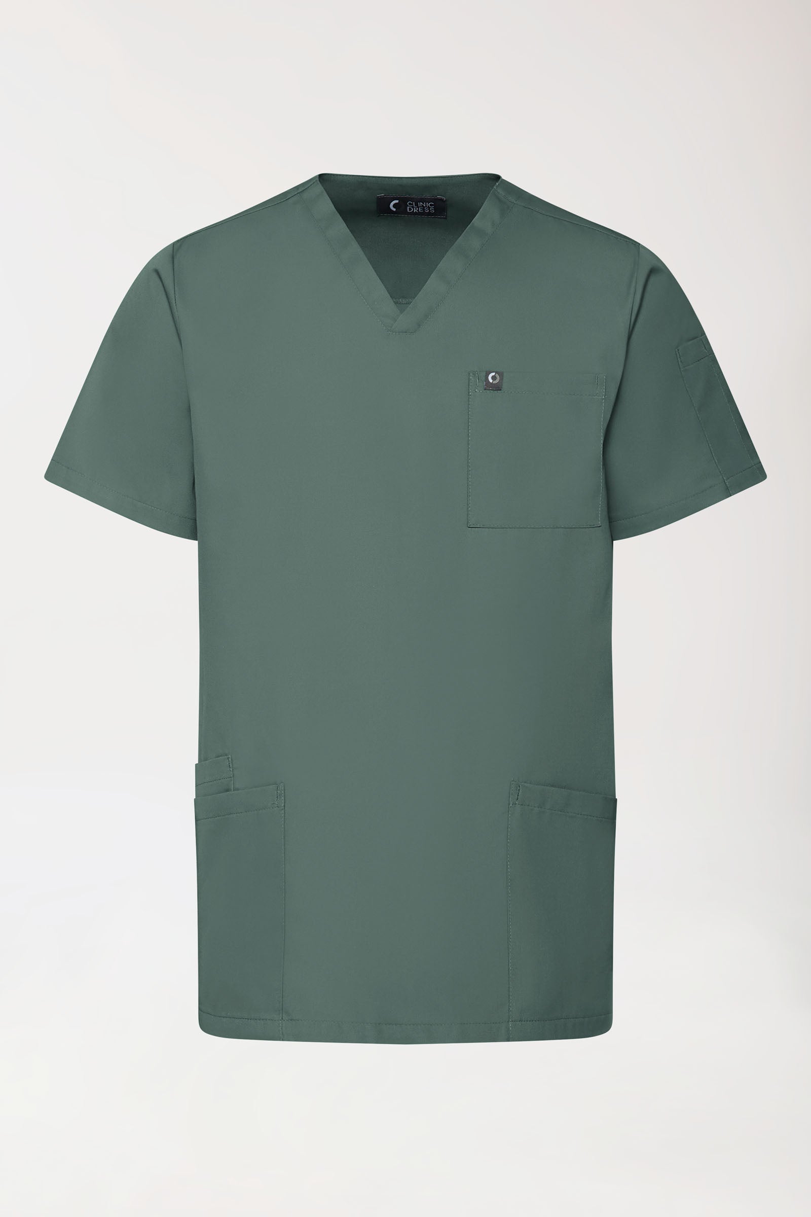 GREEN Tunique Stretch Homme - Décolleté V vert foncé