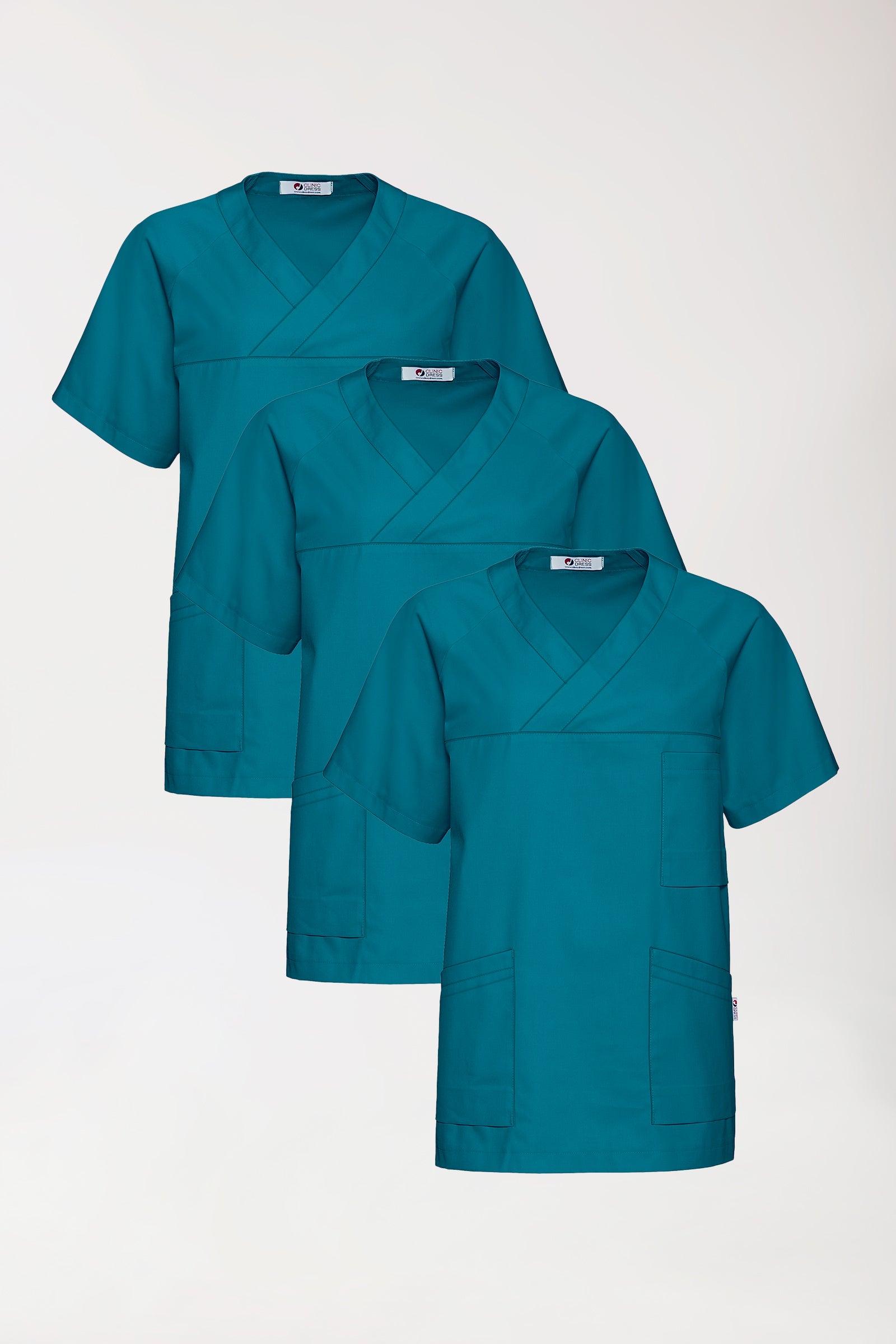 CORE Tunique Homme - Lot de 3 - Col V vert pétrole, Vue de face