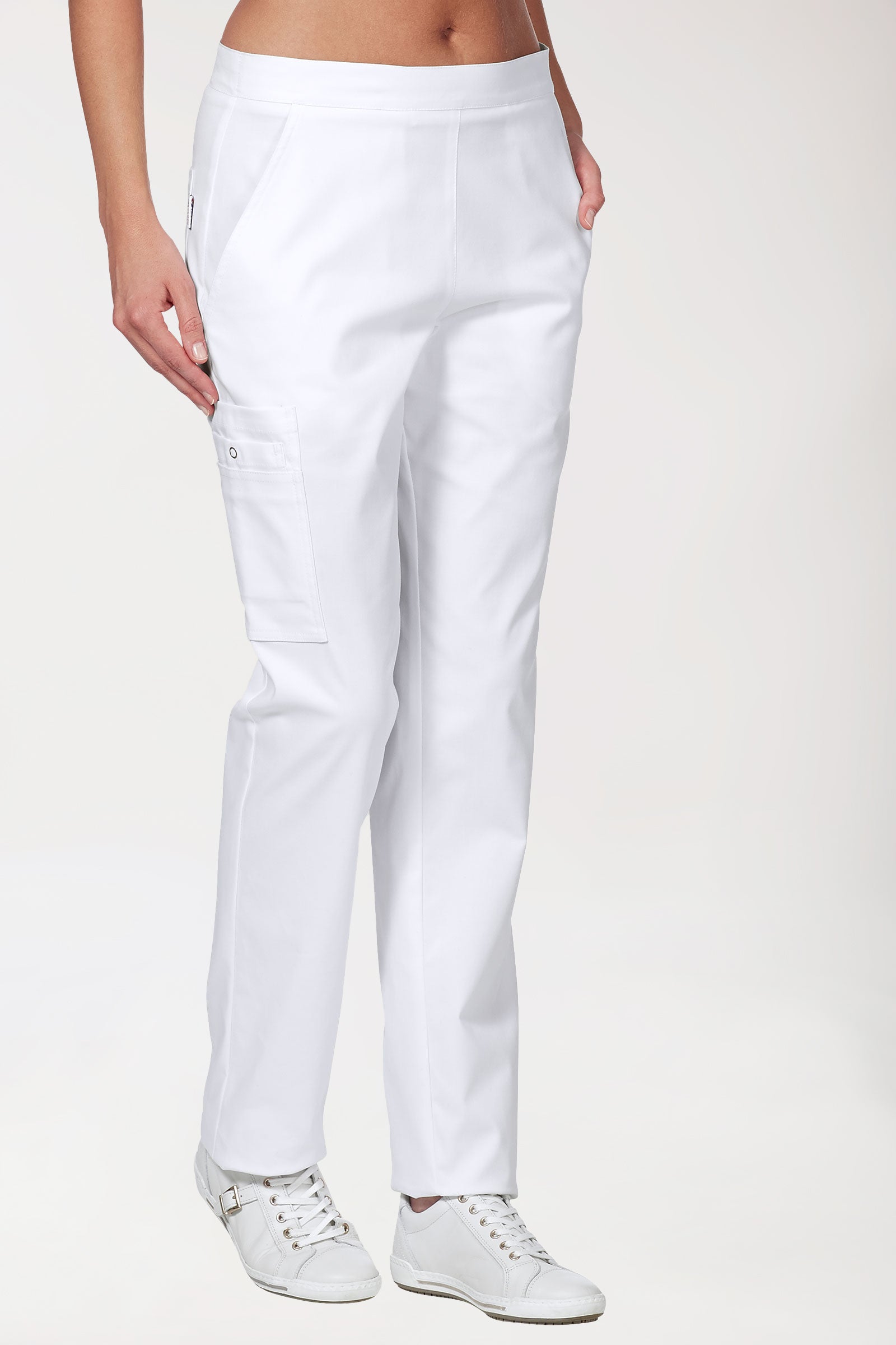 CLINIC STRETCH Pantalon mixte - Poche sur la jambe blanc
