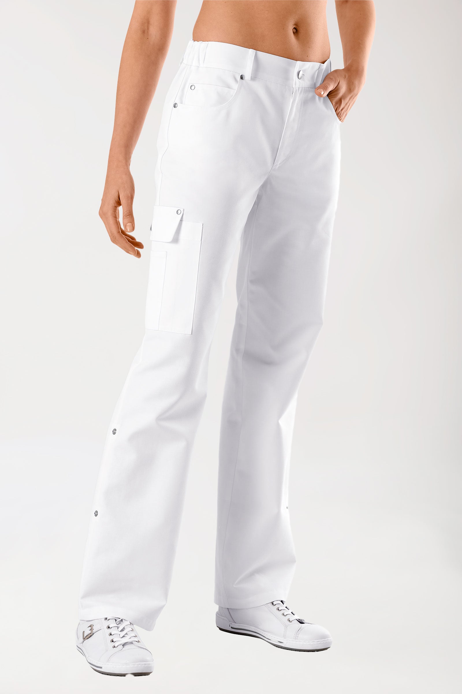 JUST STRONG Pantalon mixte - Ceinture partiellement élastiquée blanc