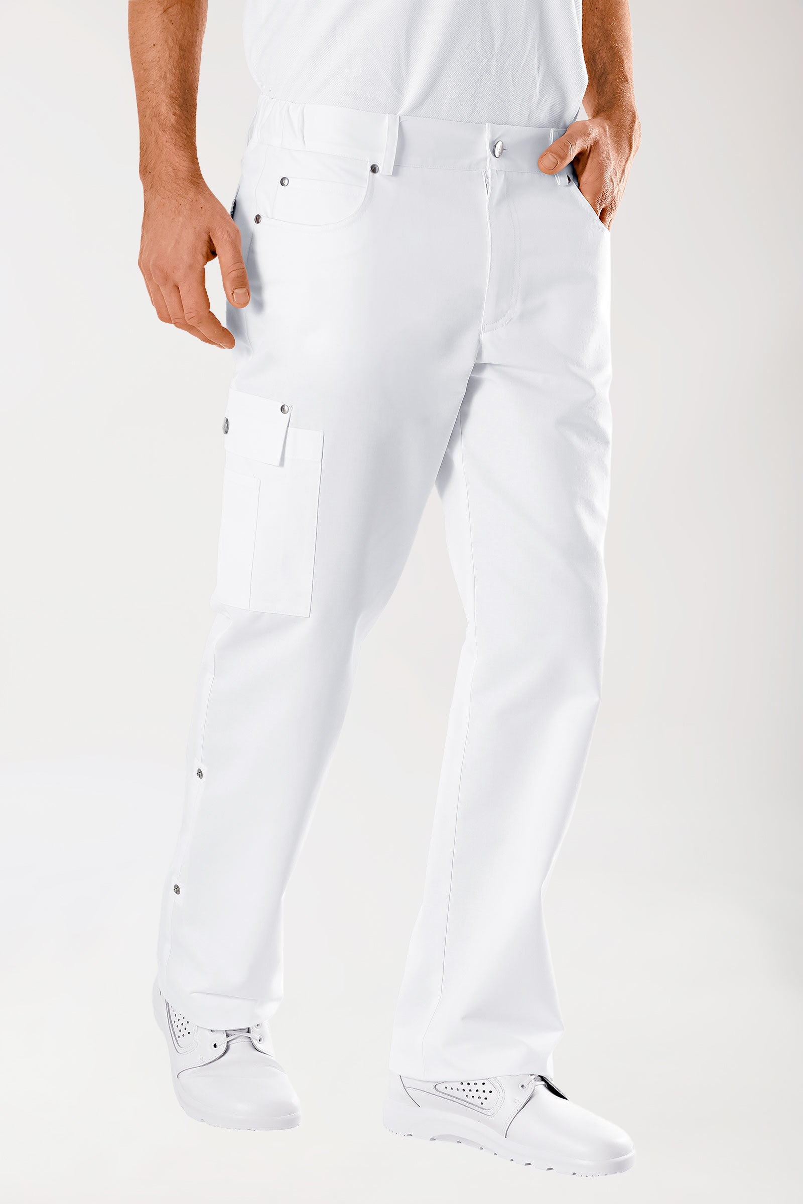 JUST STRONG Pantalon mixte - Ceinture partiellement élastiquée blanc