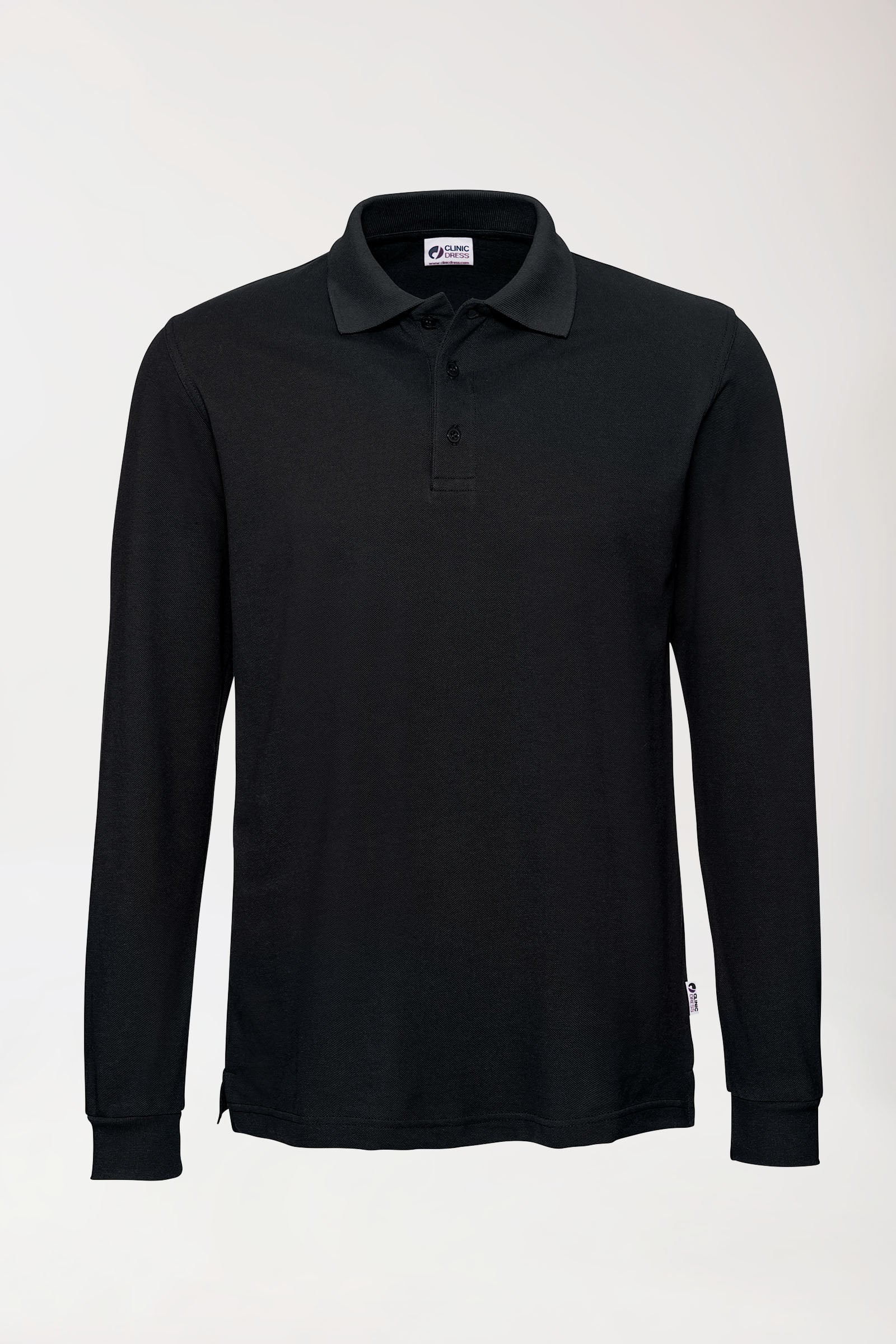 Polo manches longues noir unisexe