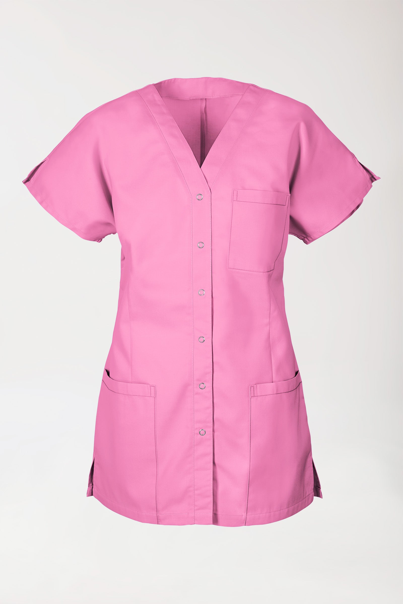 Blouse Femme décolleté V et boutons-pression fuchsia rosé, Vue de face