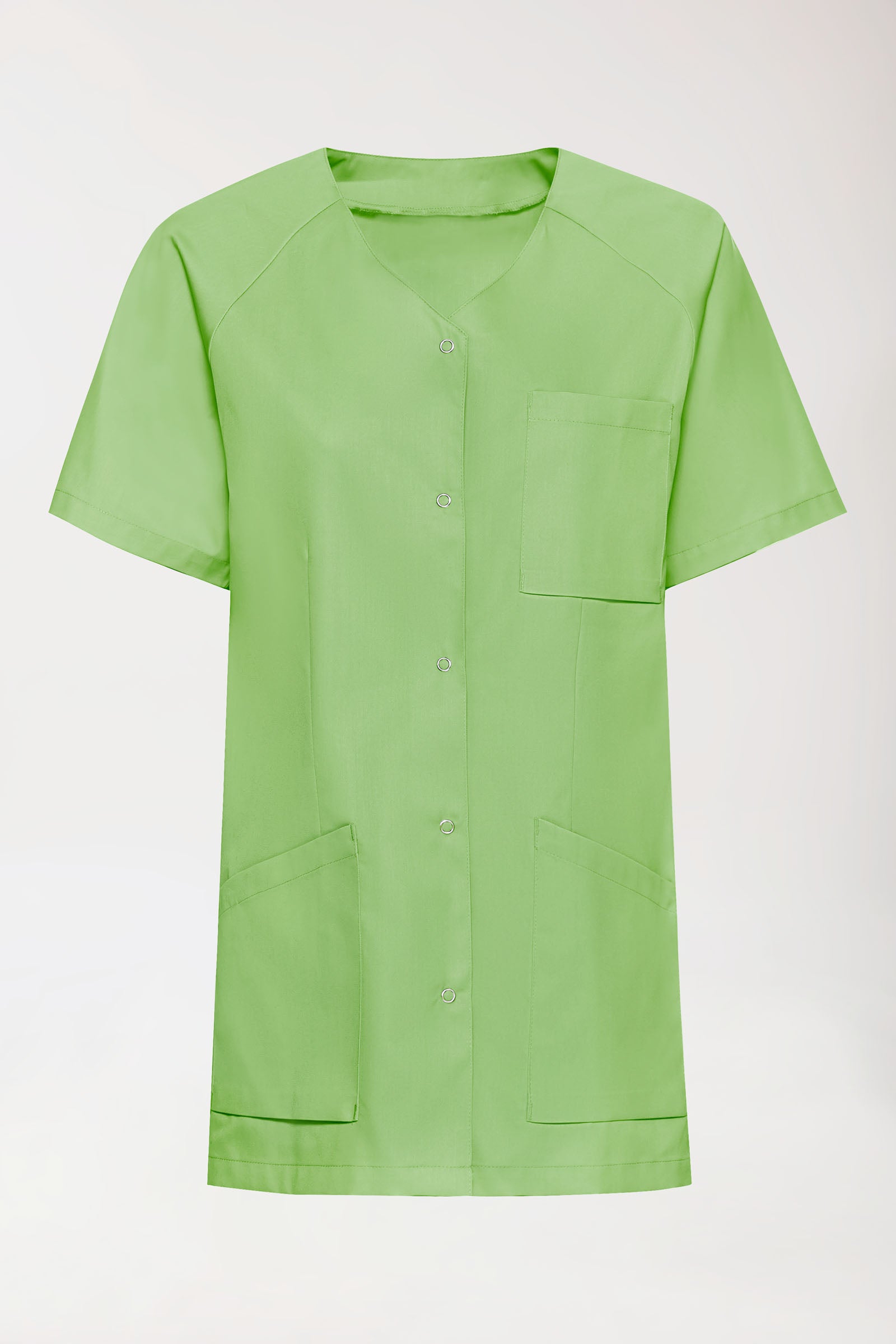 LA Blouse médicale femme - patte pressions vert pomme, Vue de face