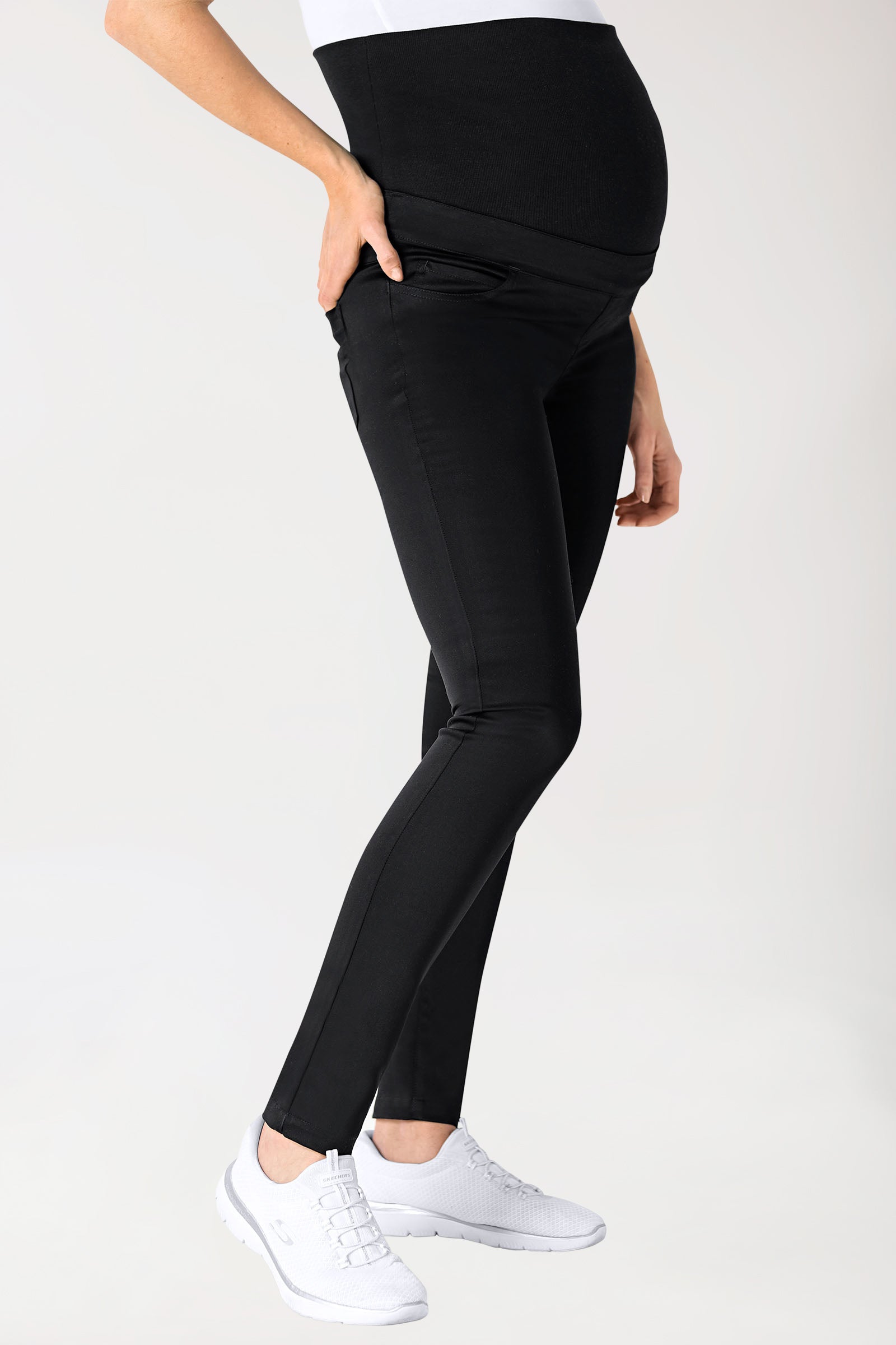 Stretch Pantalon de grossesse noir, Vue de face