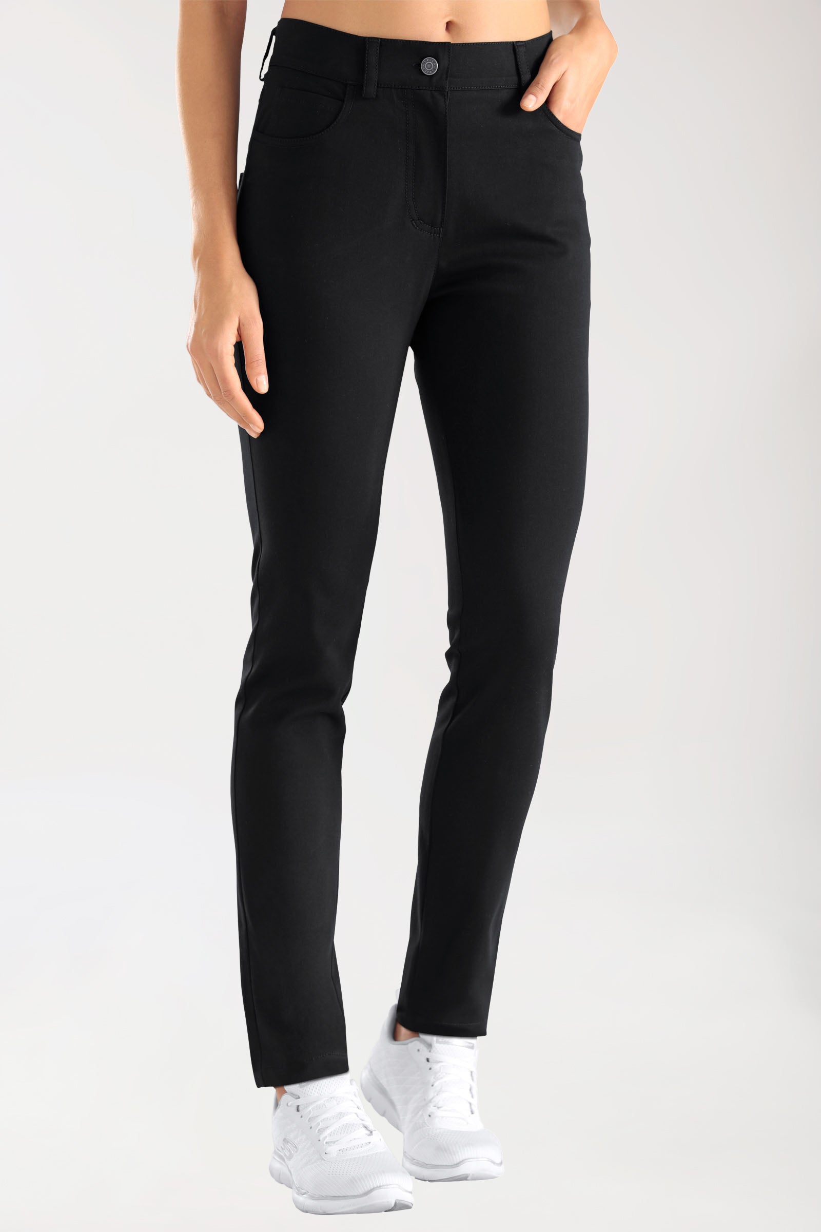Pantalon 5 poches Femme Stretch - Jambe fine noir