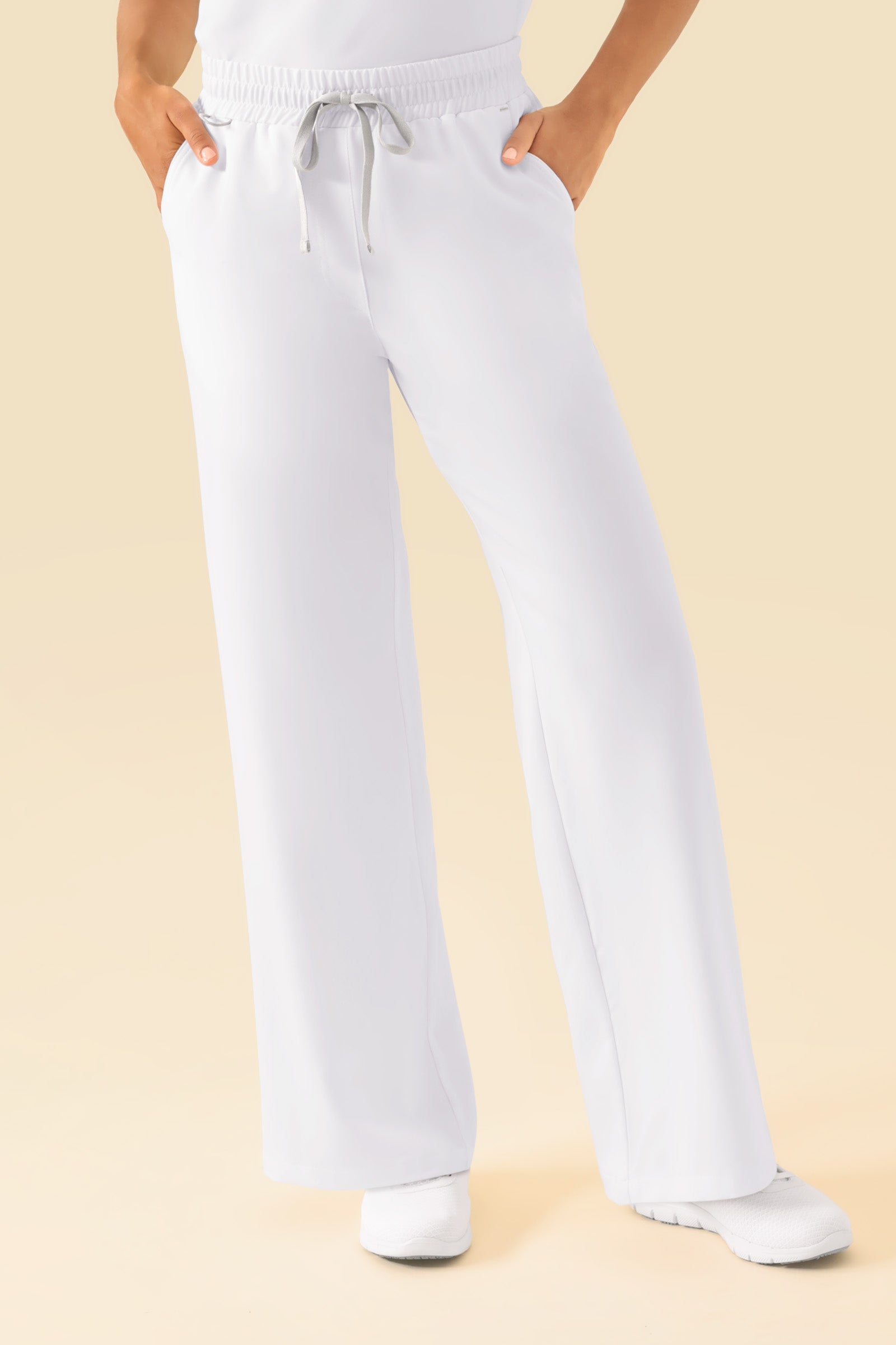 KAERE Pantalon Femme - large jambe blanc, Vue de face