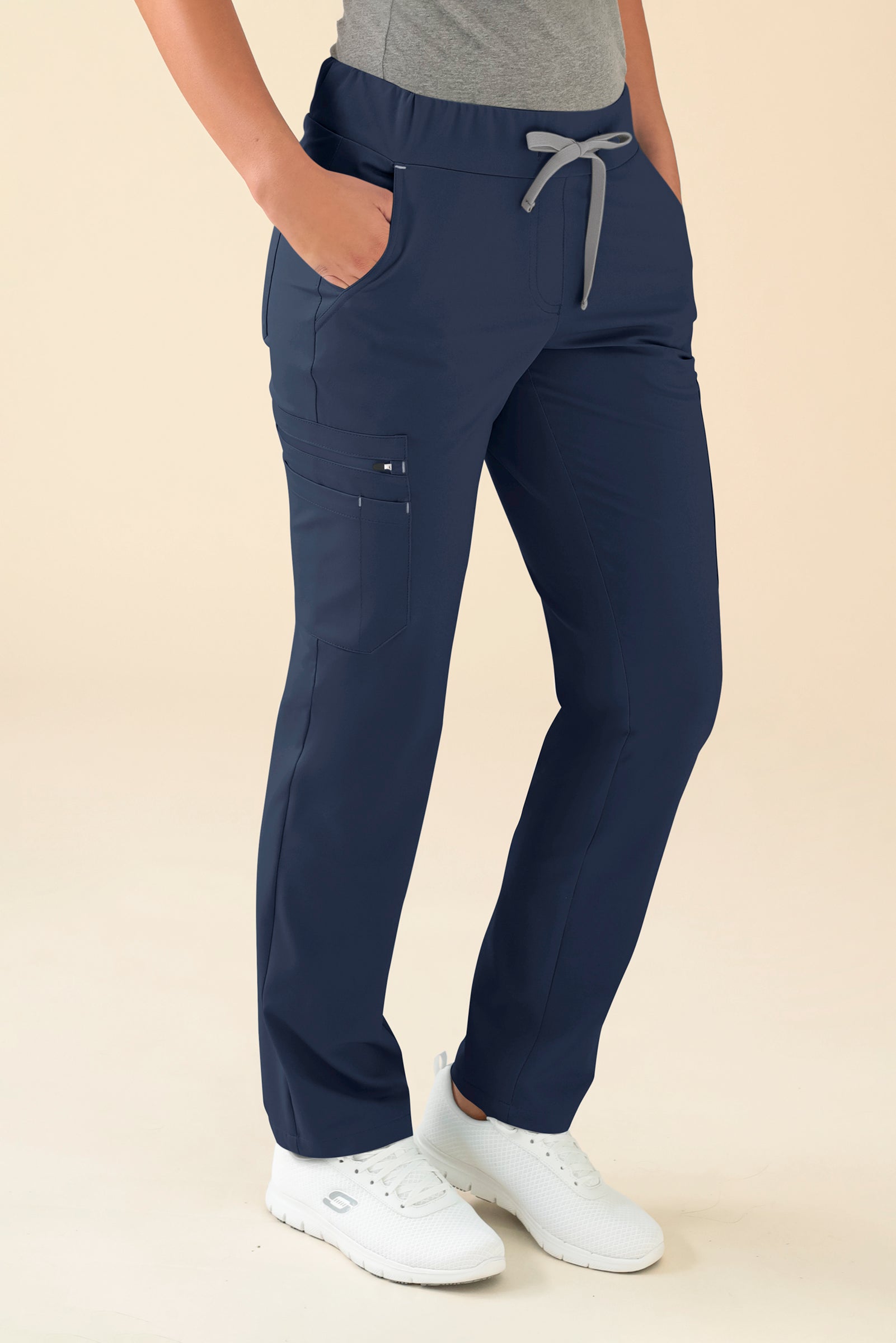 KAERE Pantalon Femme - avec poches cargo bleu navy