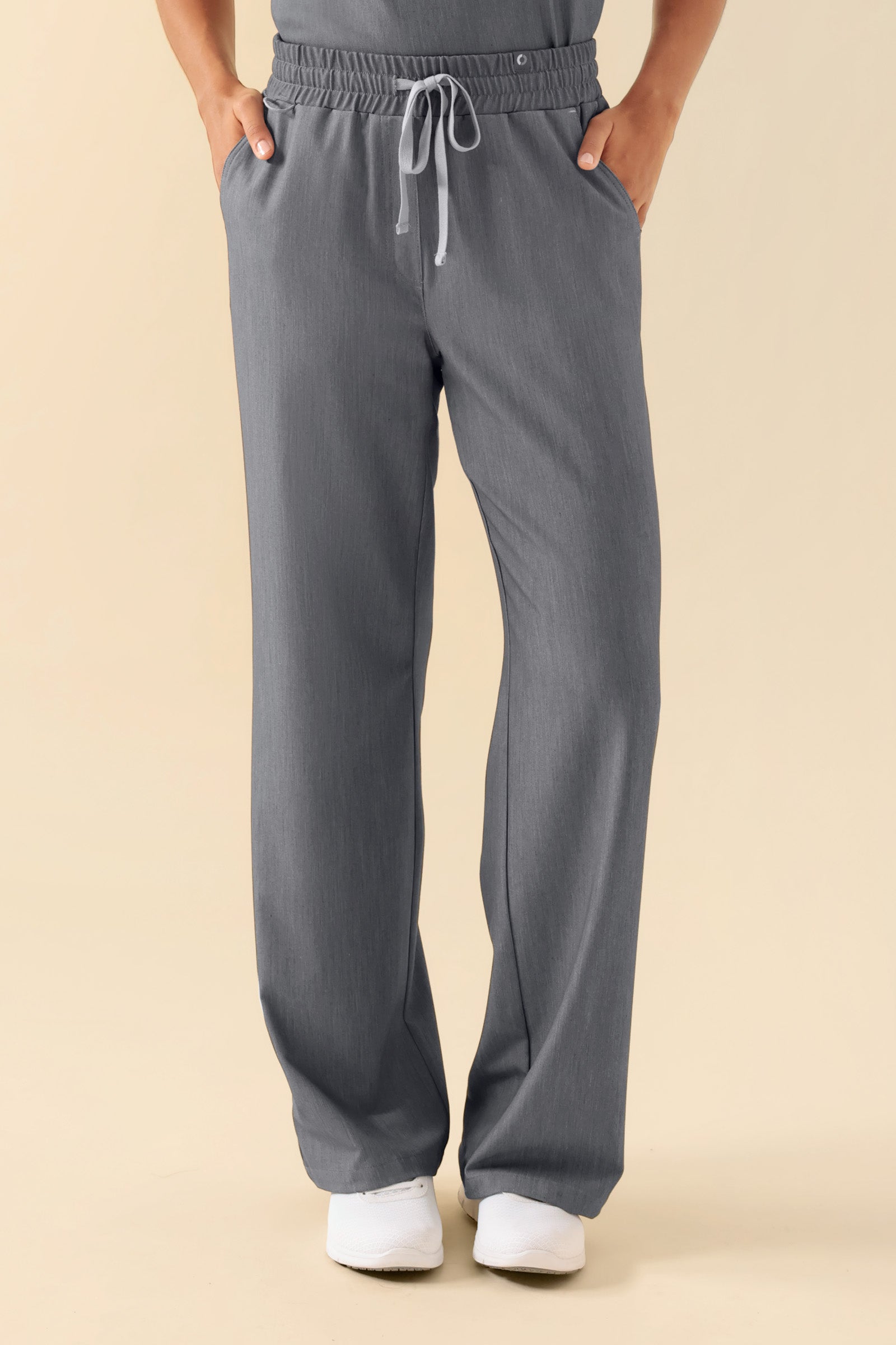 KAERE Pantalon Femme - large jambe gris chiné, Vue de face