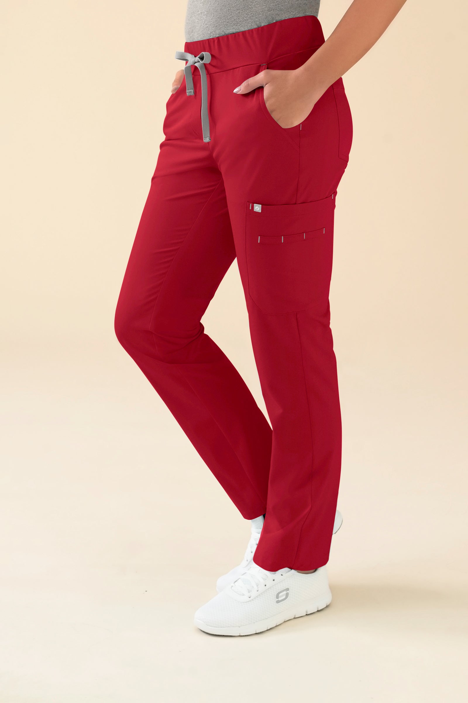 KAERE Pantalon Femme - avec poches cargo rouge