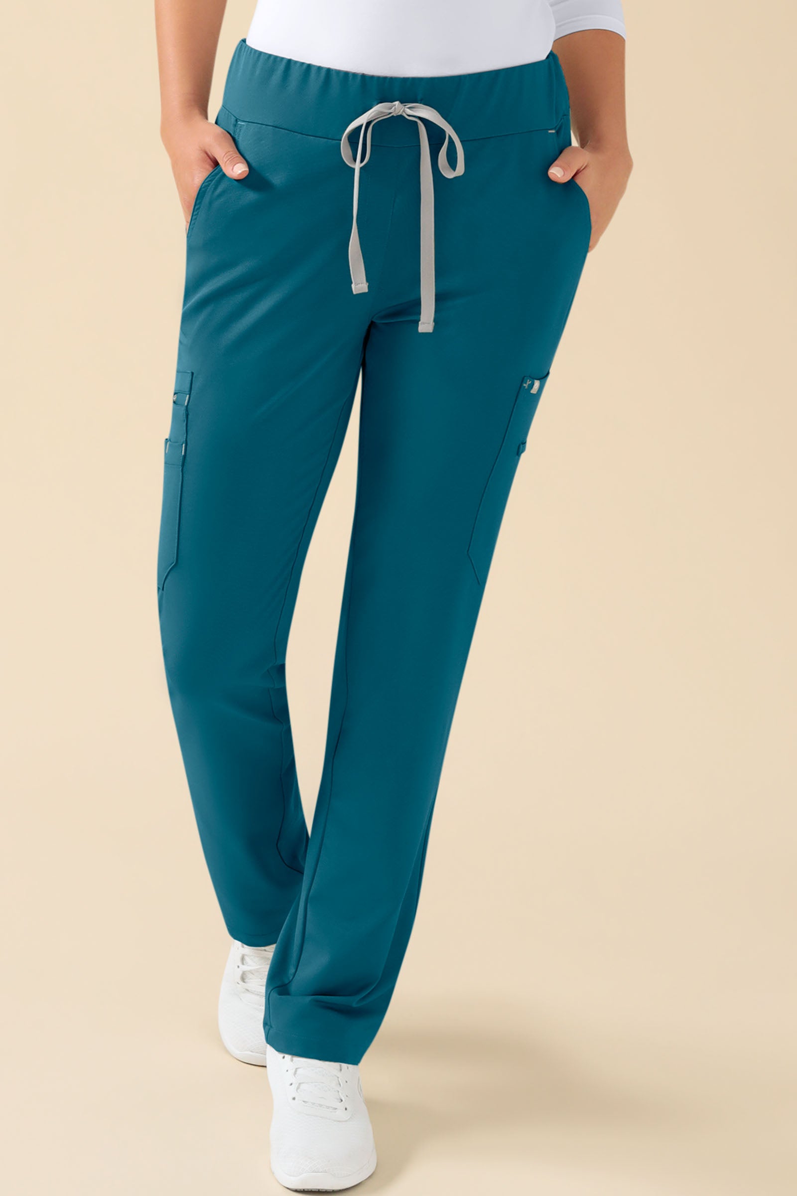 KAERE Pantalon Femme - avec poches cargo pétrole