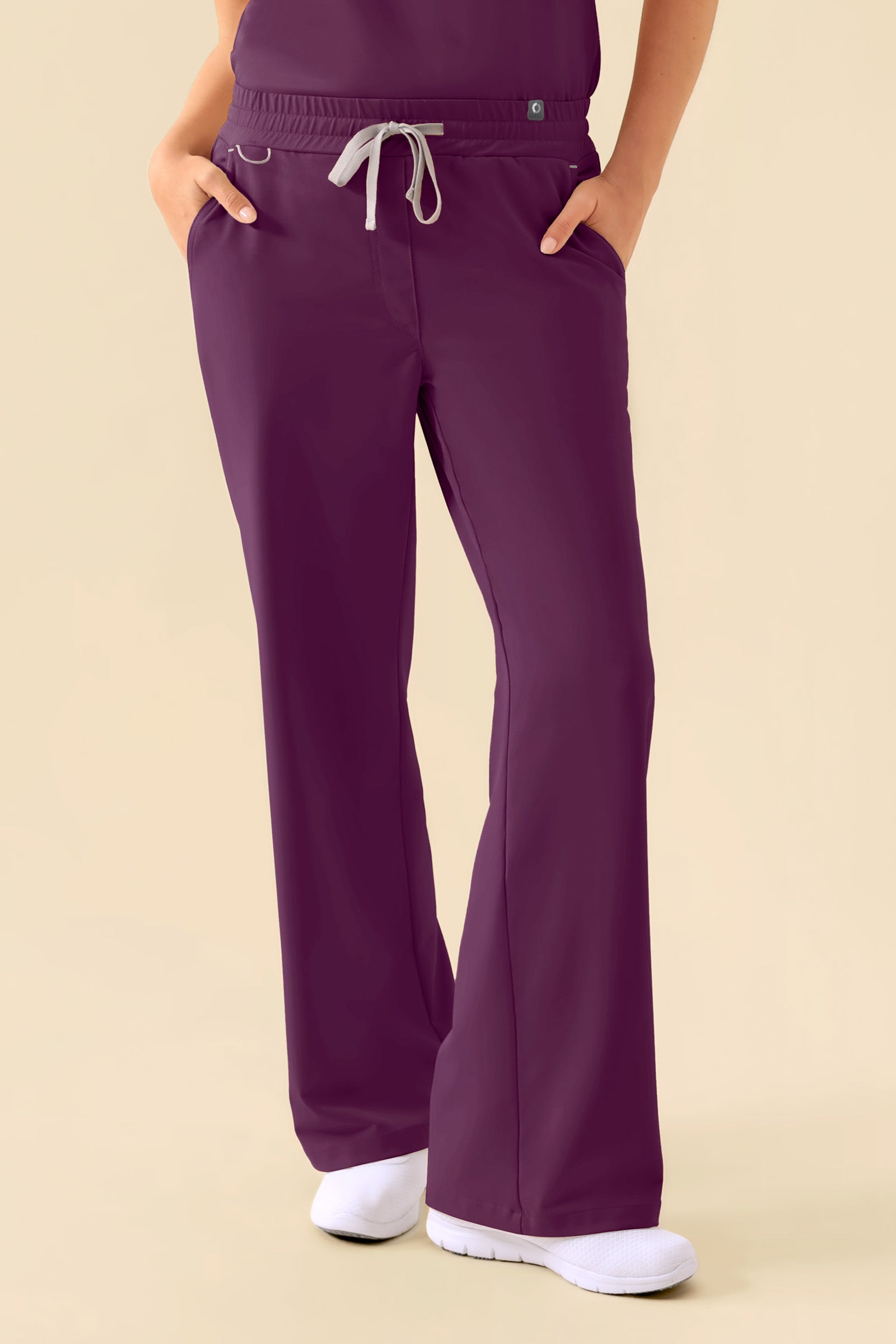 KAERE Pantalon Femme - large jambe prune, Vue de face