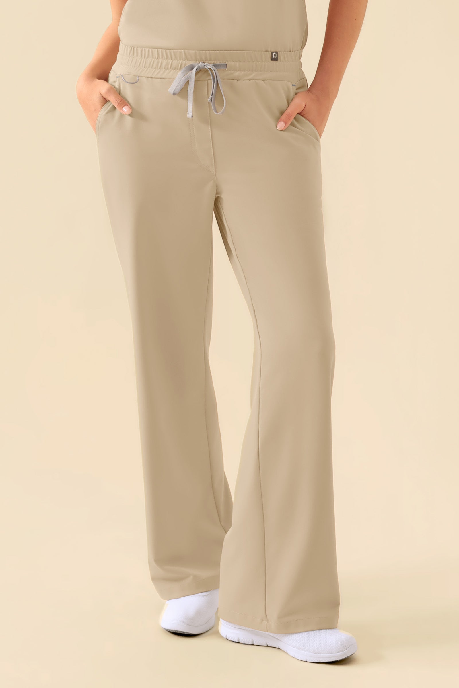 KAERE Pantalon Femme - large jambe sable, Vue de face