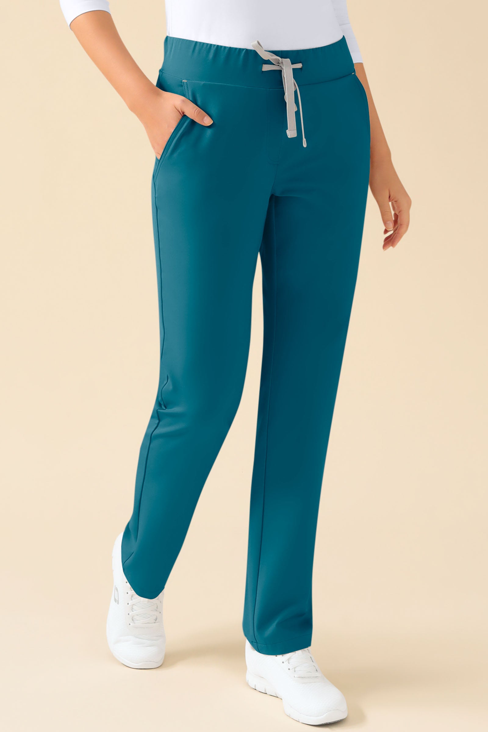 KAERE Pantalon Femme - sans poche cargo pétrole