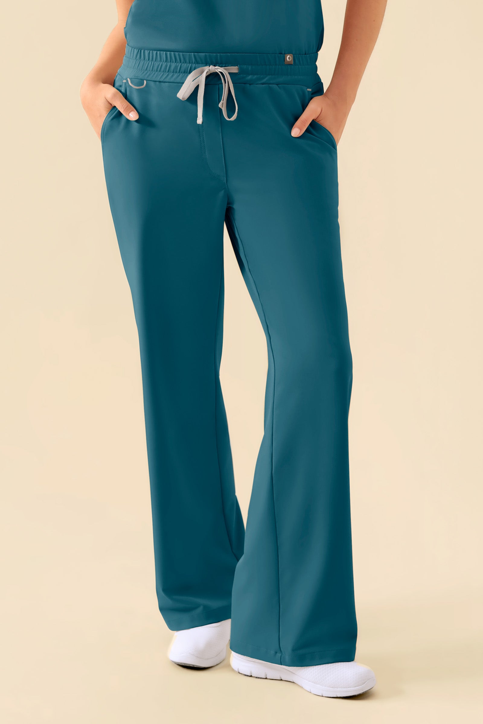 KAERE Pantalon Femme - large jambe pétrole, Vue de face